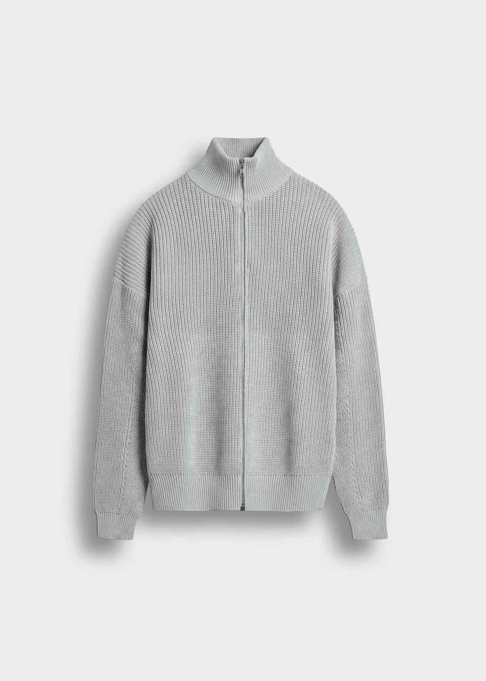 burocs-chunky-knit-zip-jacket-grey-melange-grobstrick image 1