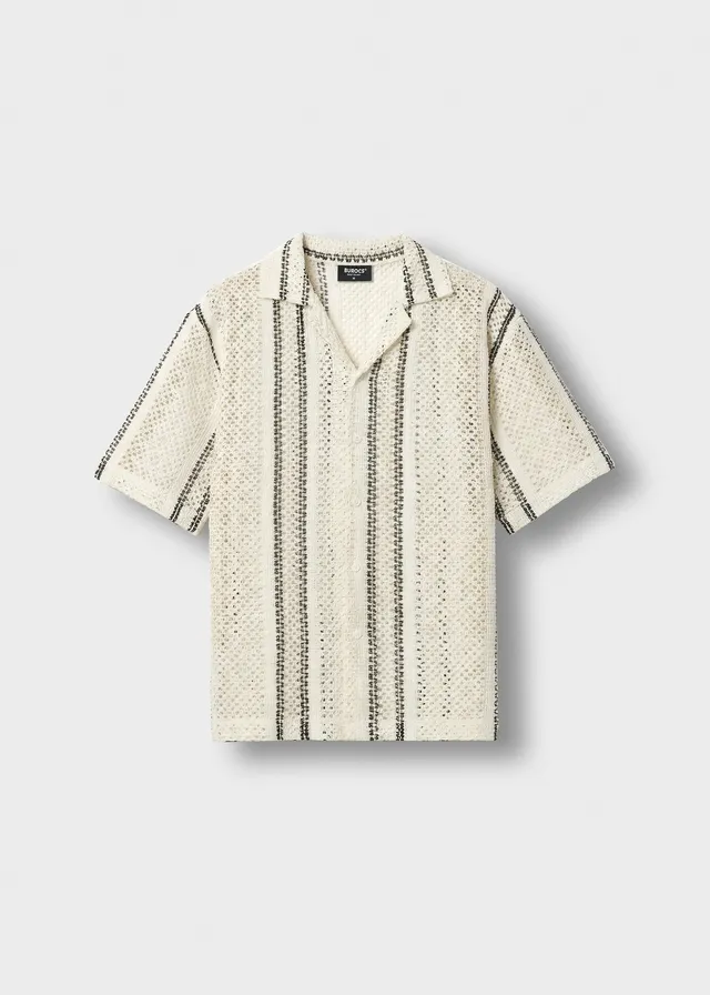 burocs-shirts-crochet-striped-shirt-hemd-off-white-oversize image 1