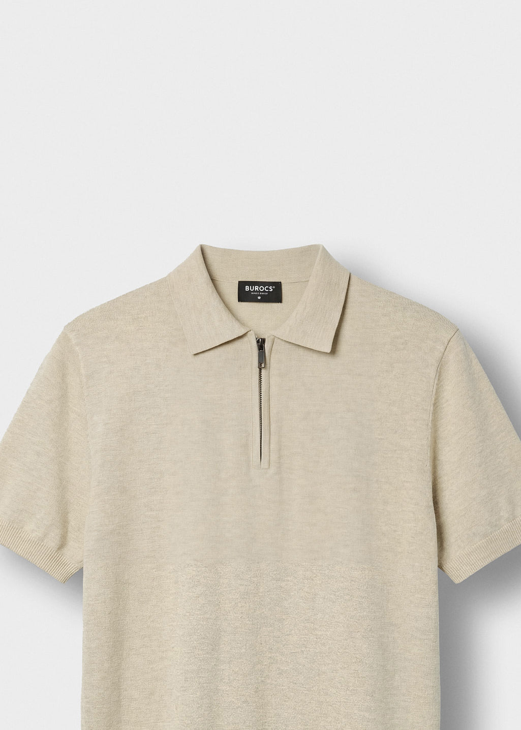 burocs-t-shirts-quarter-zip-polo-shirt-beige-melange-slim image 3