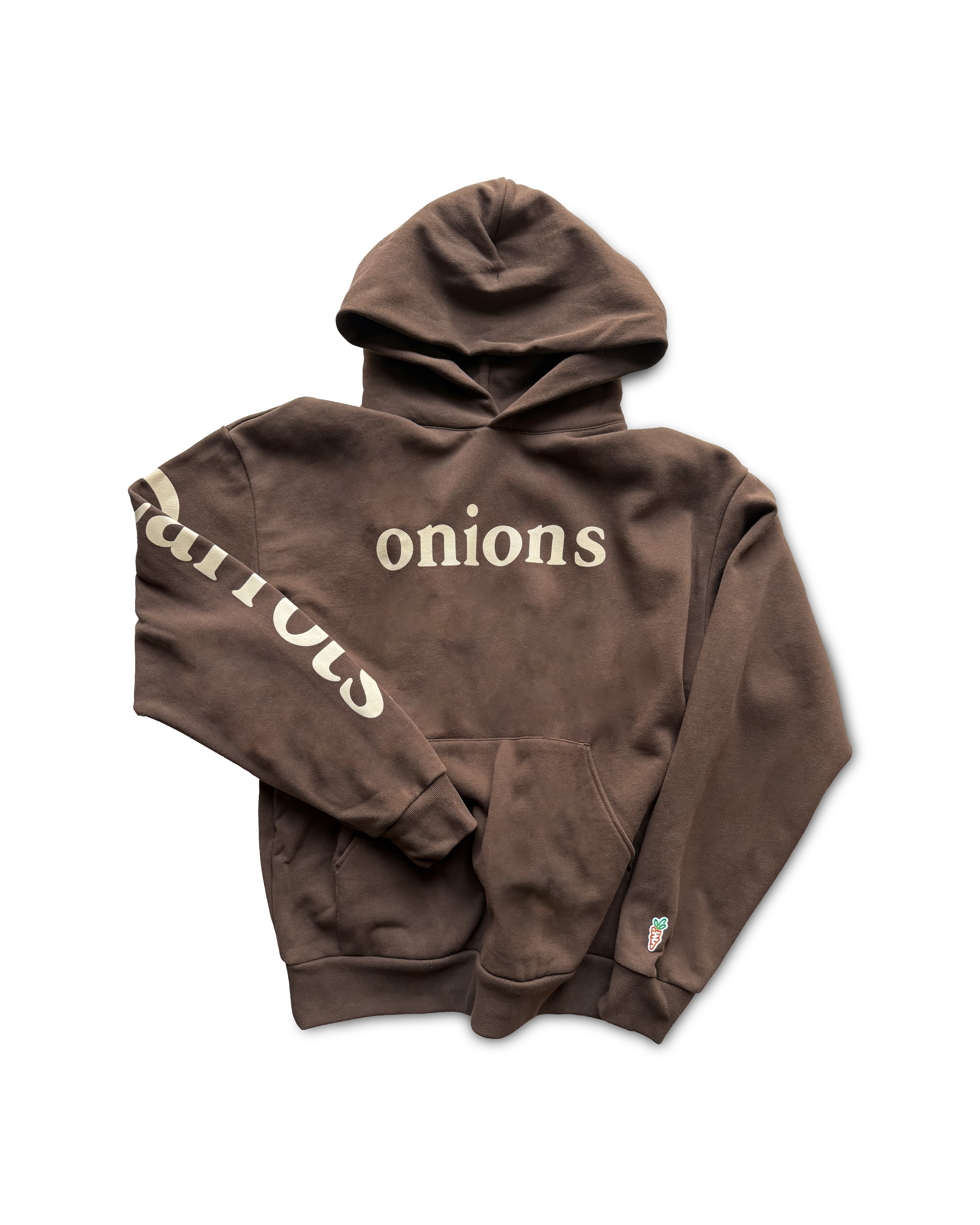 carrots-onions-wordmark-hoodie-braun-heavy-fleece image 1