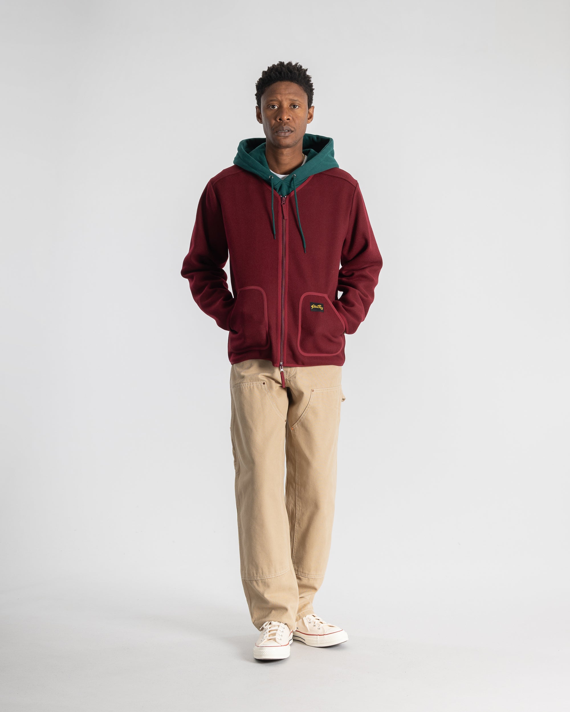 stan-ray-jackets-wool-fleece-cardigan-dark-red-heather image 2