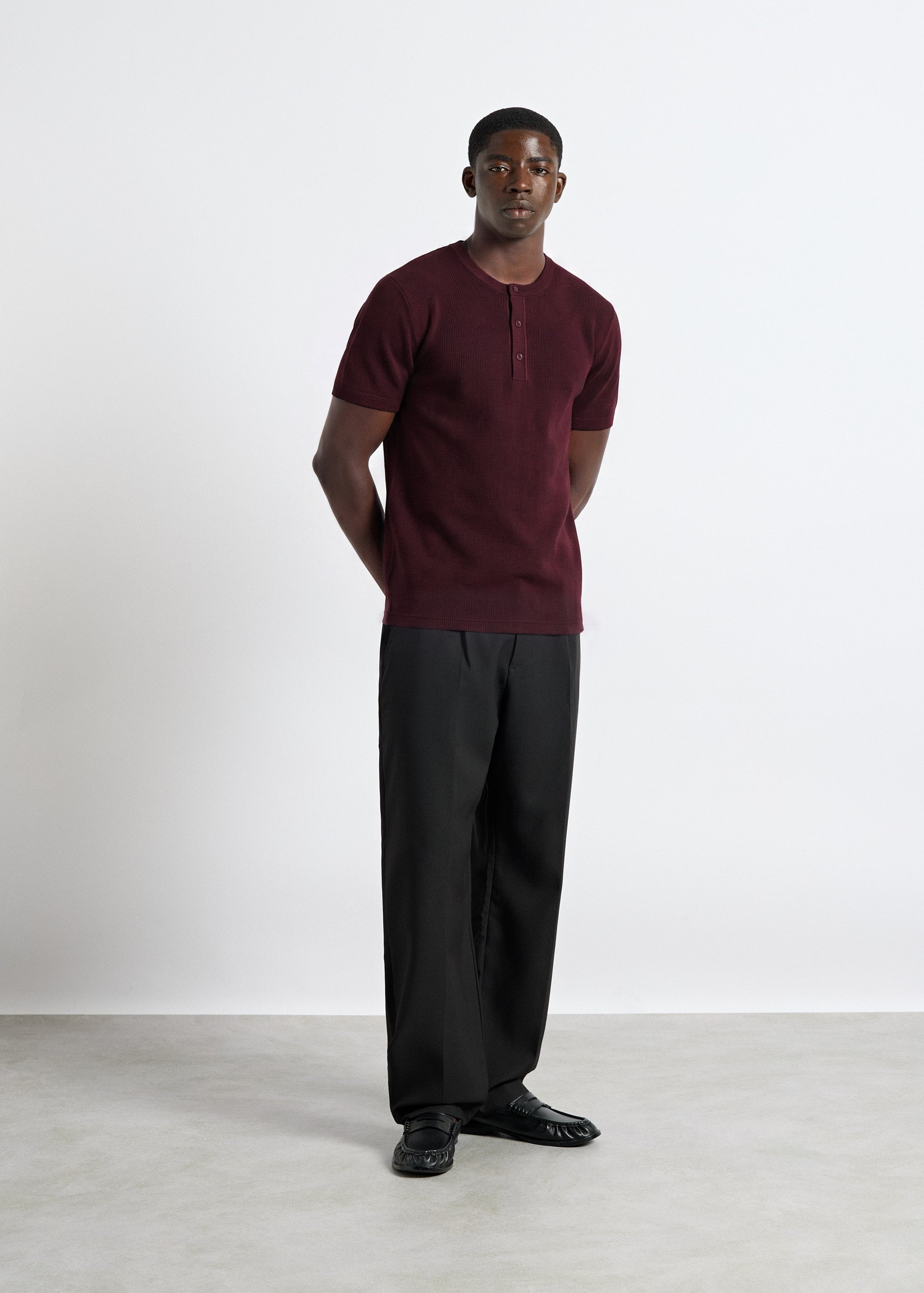 burocs-rib-henley-t-shirt-burgundy-slim-fit image 5