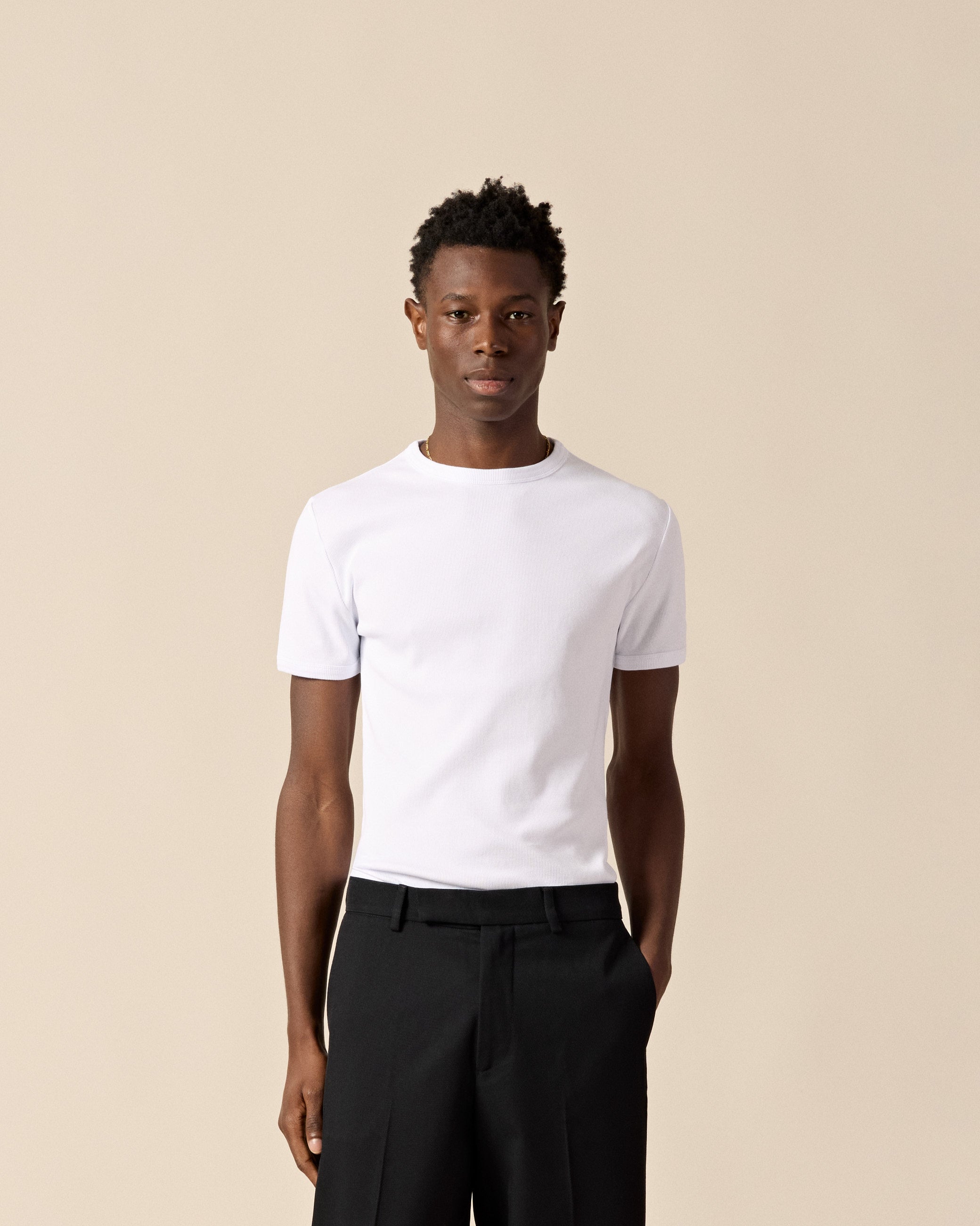 eightyfive-signature-t-shirt-herren-slim-fit-wei-baumwolle image 3