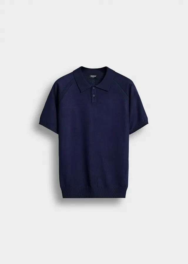burocs-fine-knit-polo-t-shirt-navy-m-feinstrick image 1