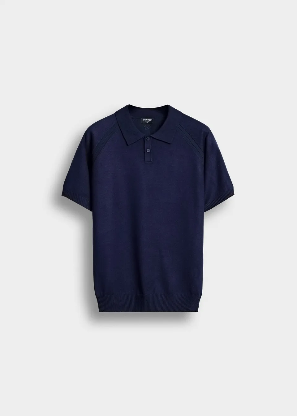 burocs-fine-knit-polo-t-shirt-navy-m-feinstrick image 1