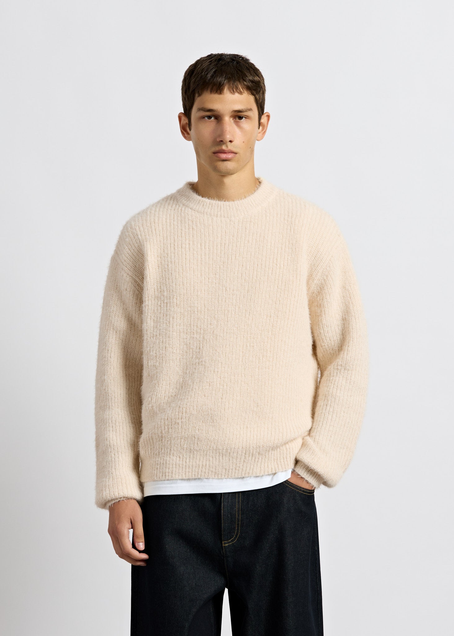 burocs-knitwear-fuzzy-knit-crewneck-pullover-off-white image 3