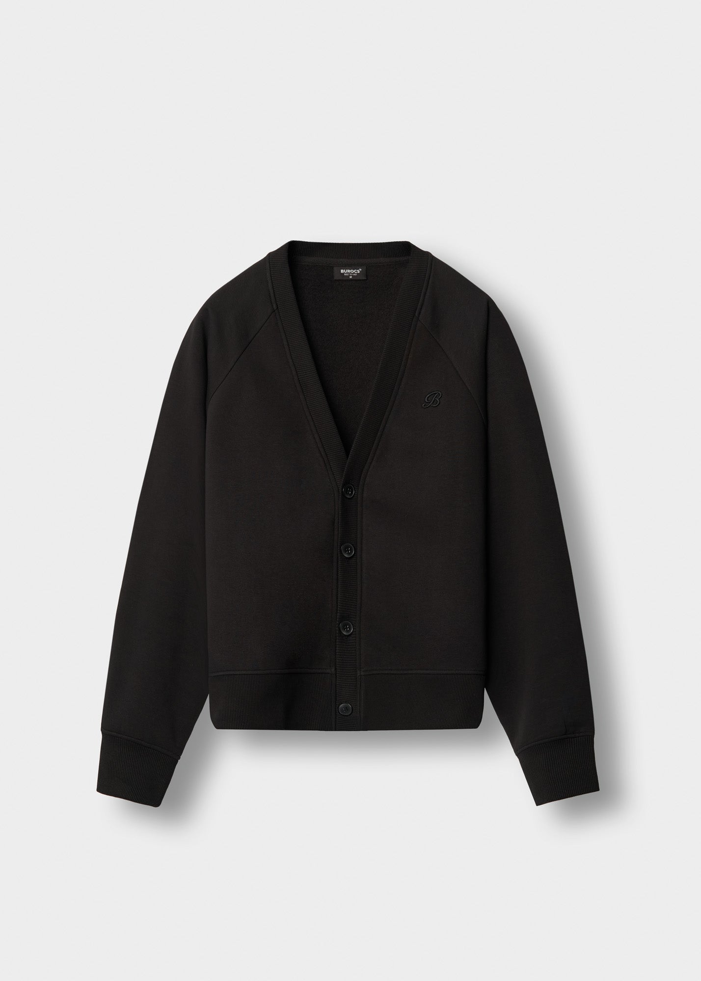 burocs-sweater-sweat-cardigan-black-knopfleiste-baumwolle image 1