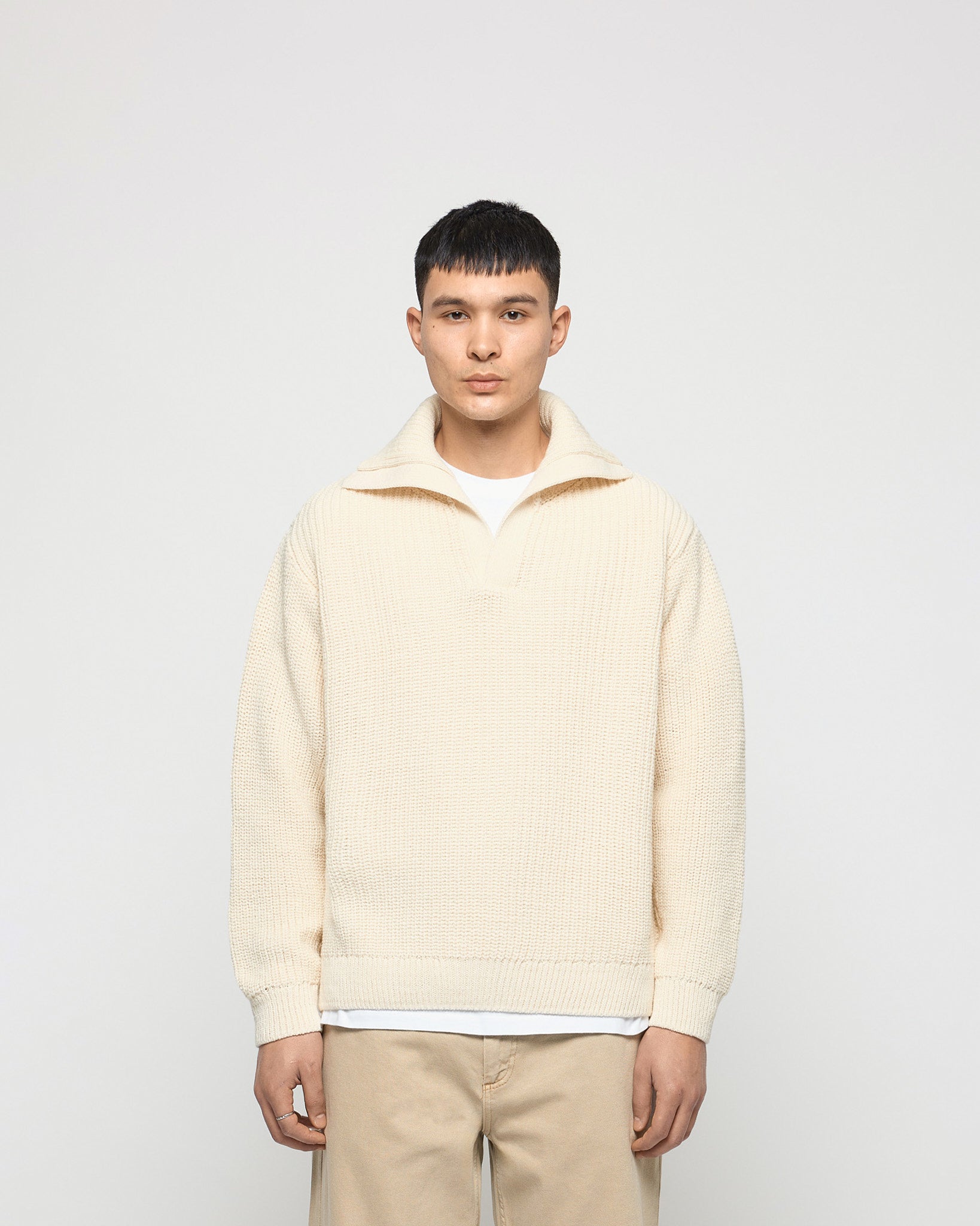 eightyfive-tops-knitted-polo-sweater-strickpullover-beige-wolle image 2