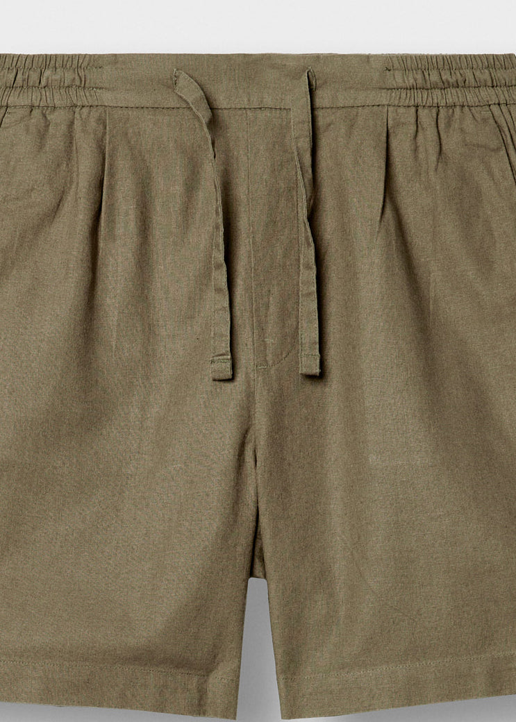 burocs-linen-blend-shorts-khaki-regular-fit image 3
