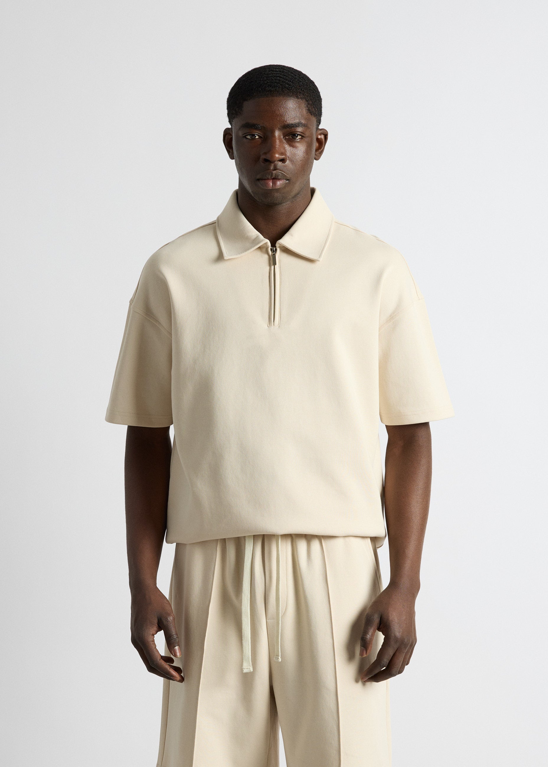 burocs-t-shirts-quarter-zip-t-shirt-beige-oversize-fit image 4