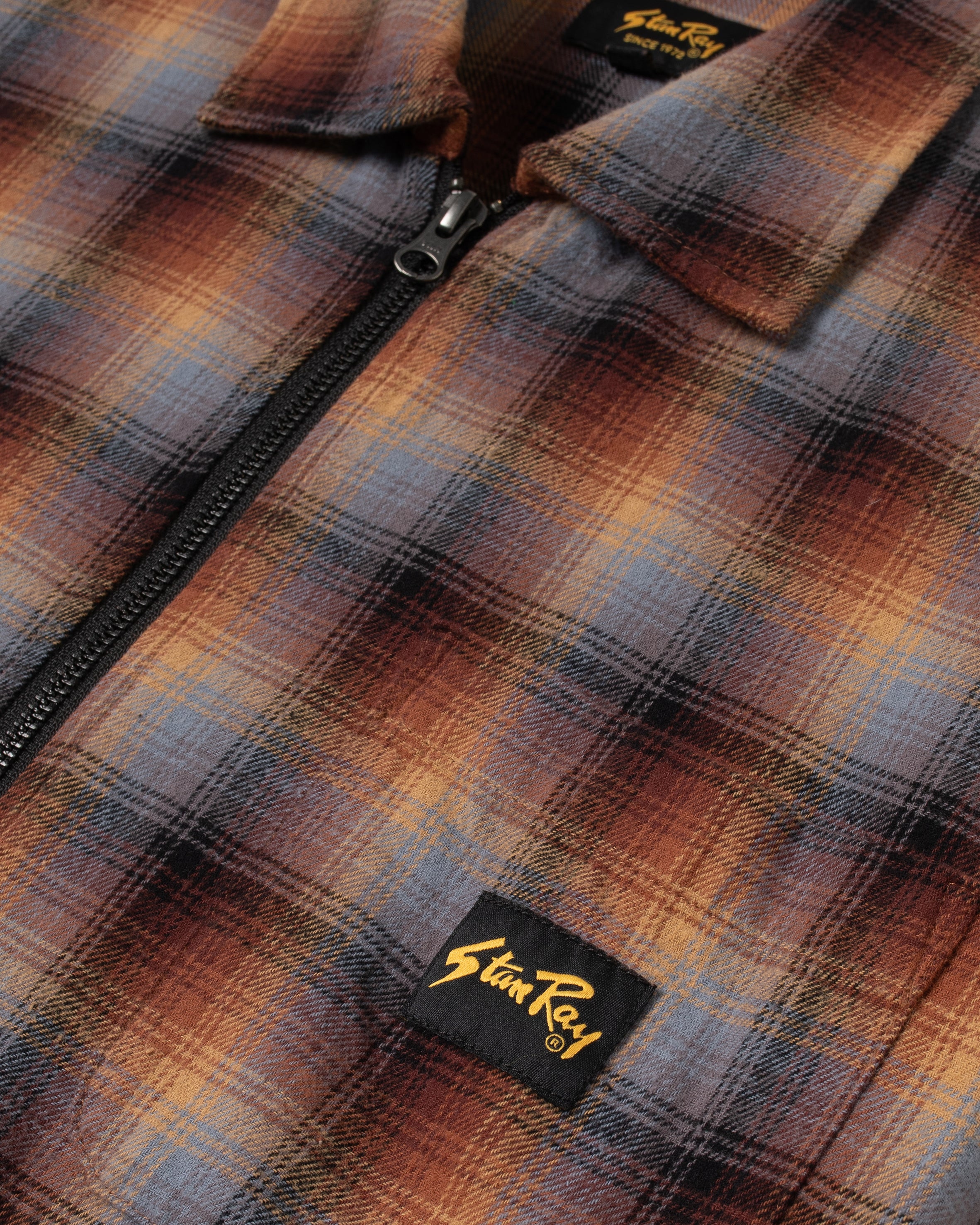 stan-ray-zip-shirt-flanellhemd-brown-blue-plaid-karo image 5