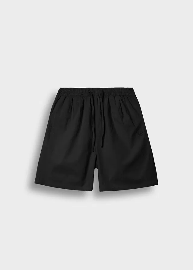 burocs-solid-seersucker-shorts-black-regular-fit image 1