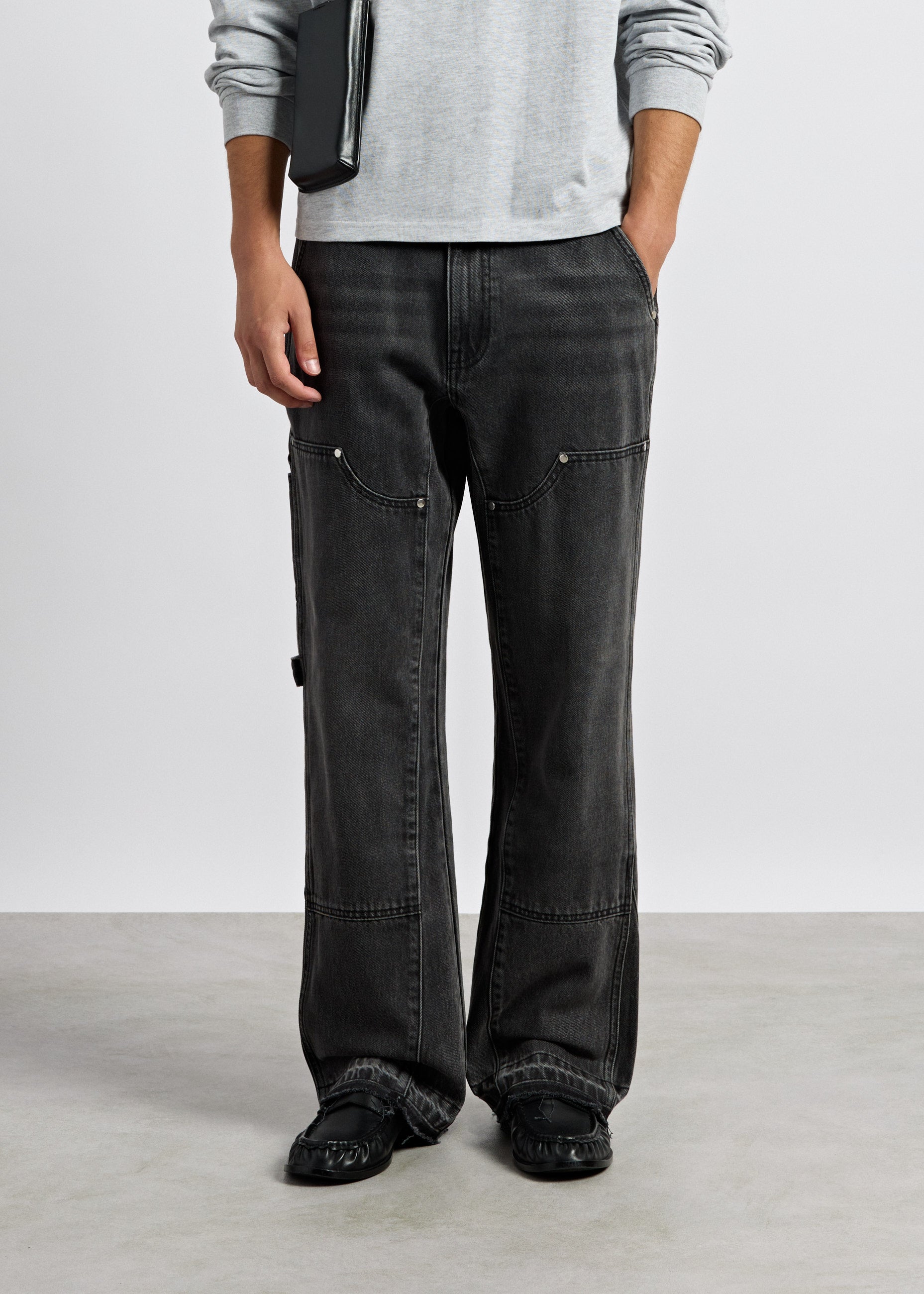 burocs-tony-flared-carpenter-jeans-charcoal-grey-baumwolle image 3