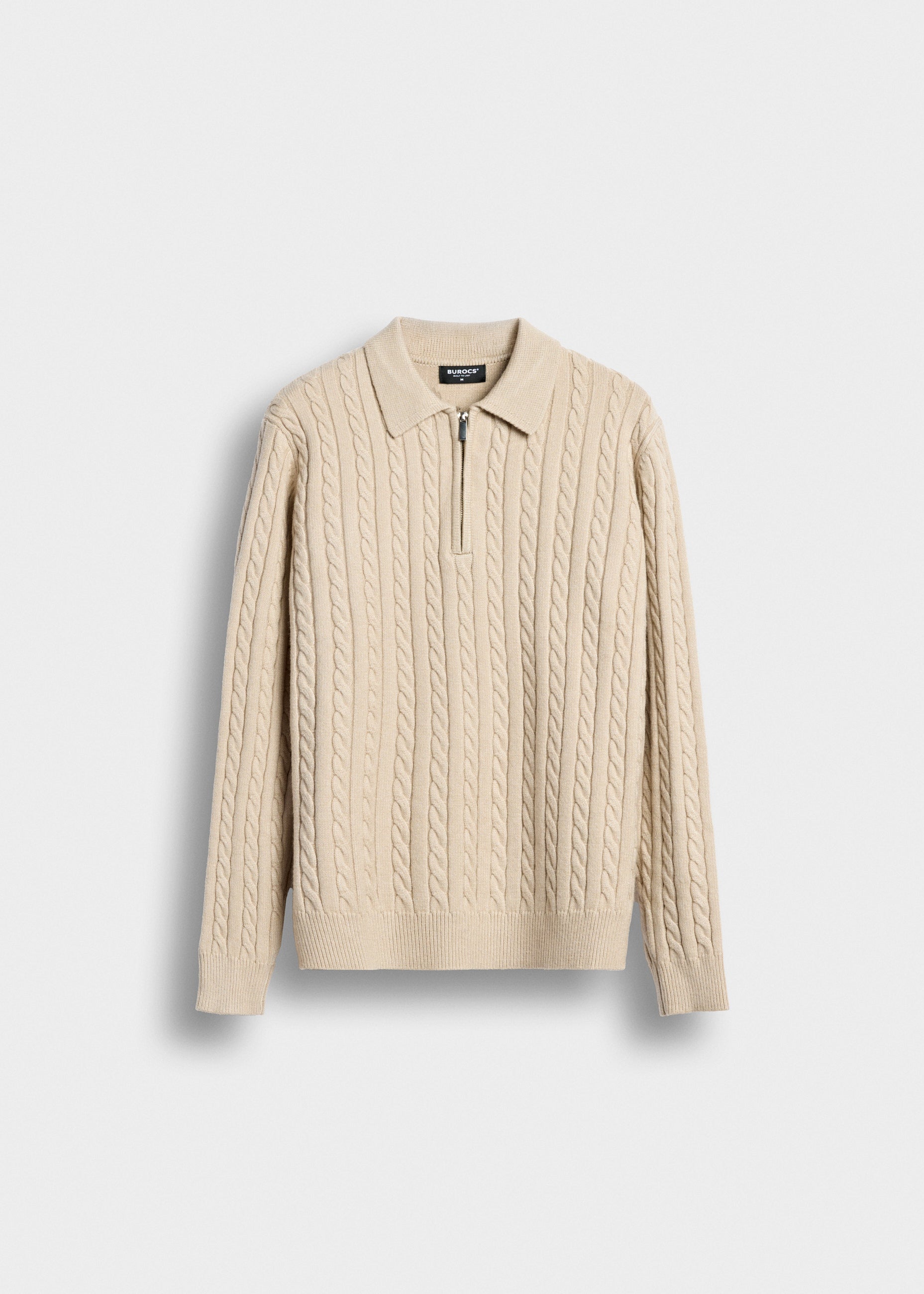 burocs-cable-knit-polo-sweater-beige-zopfstrick image 1