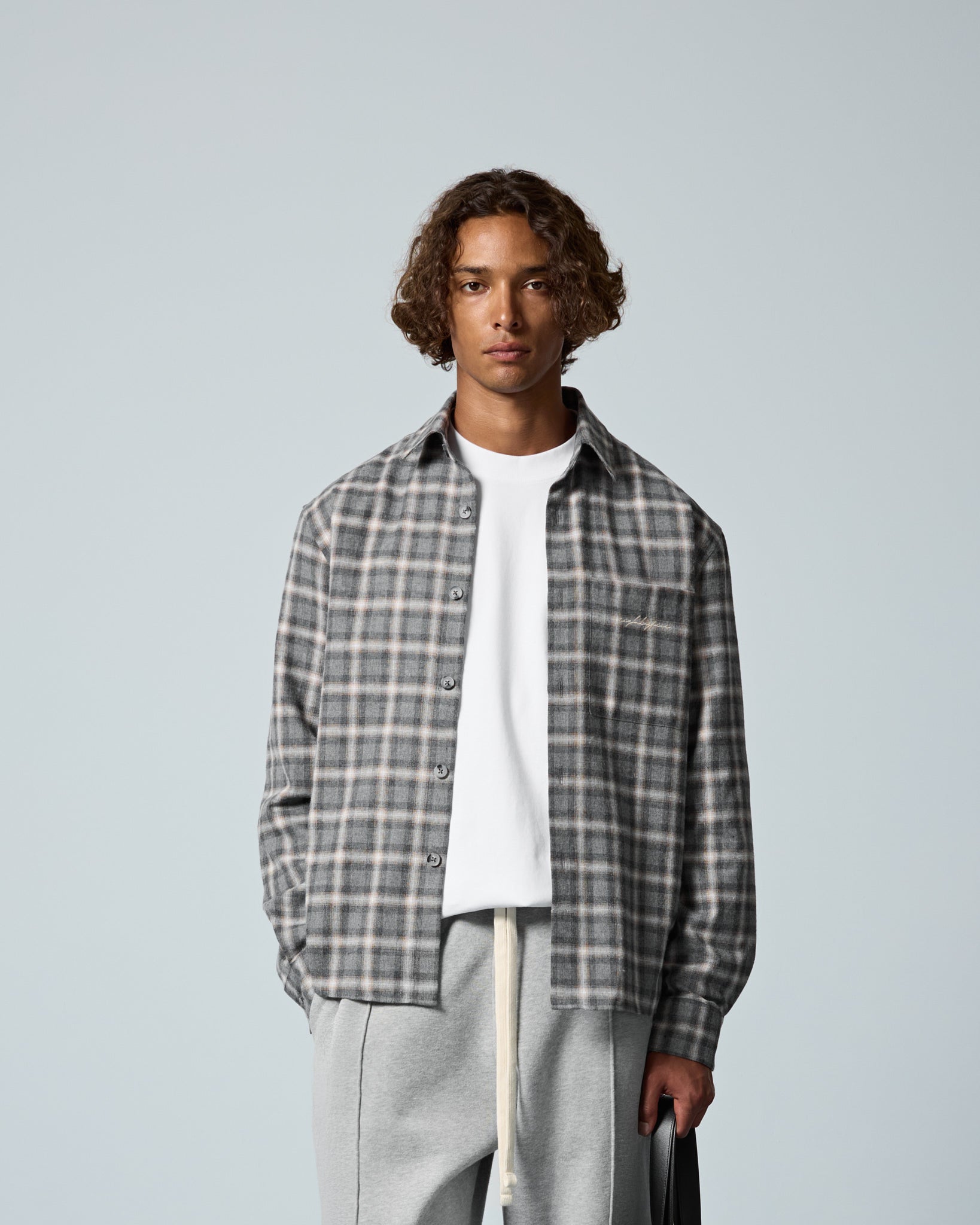 eightyfive-checked-shirt-flanellhemd-grey-melange-knopf image 3