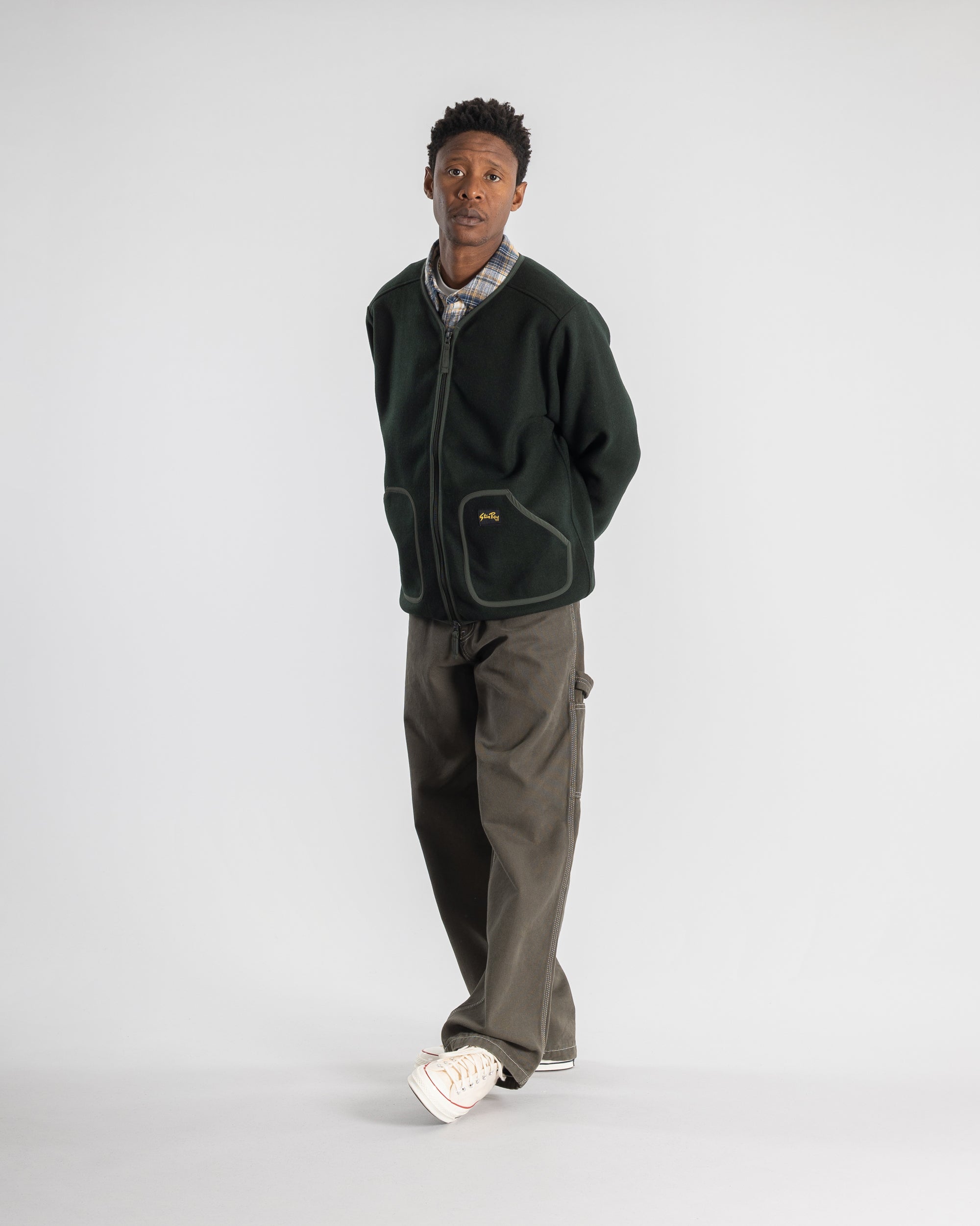 stan-ray-wool-fleece-cardigan-herren-botanical-green-wolle image 2
