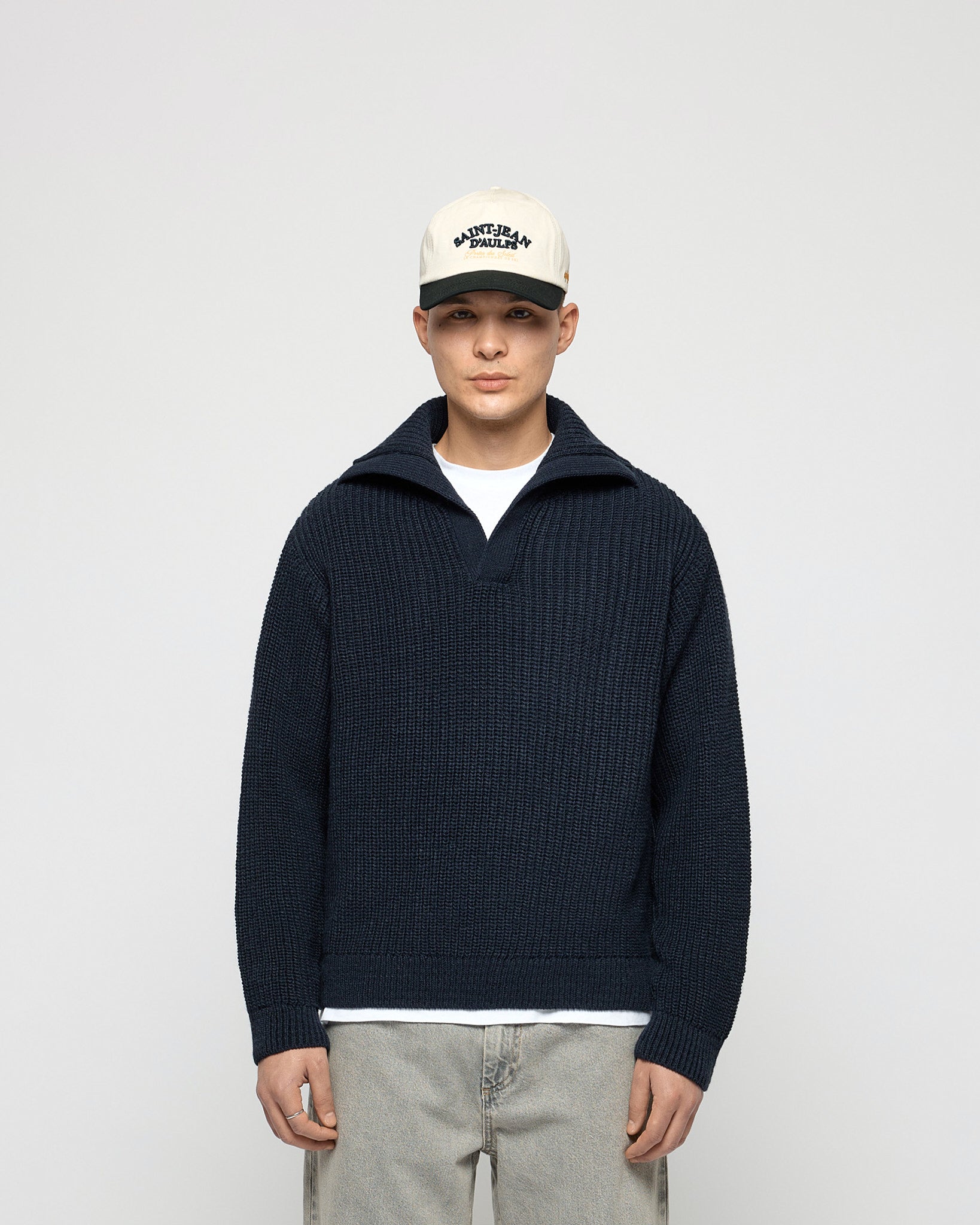 eightyfive-tops-knitted-polo-sweater-herren-navy-wolle image 2