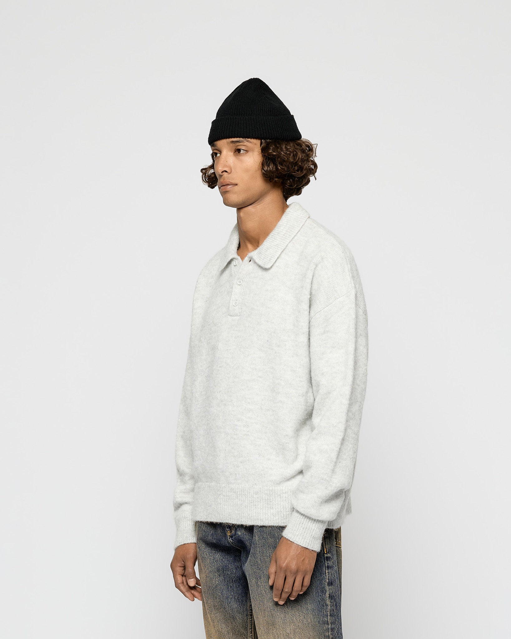 eightyfive-hairy-knitted-polo-strickpullover-light-grey-regular-fit image 4