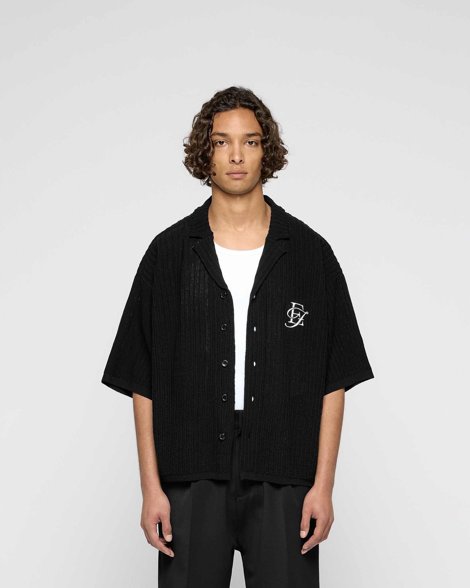 eightyfive-ef-contrast-knit-shirt-strickshirt-black-oversized image 2