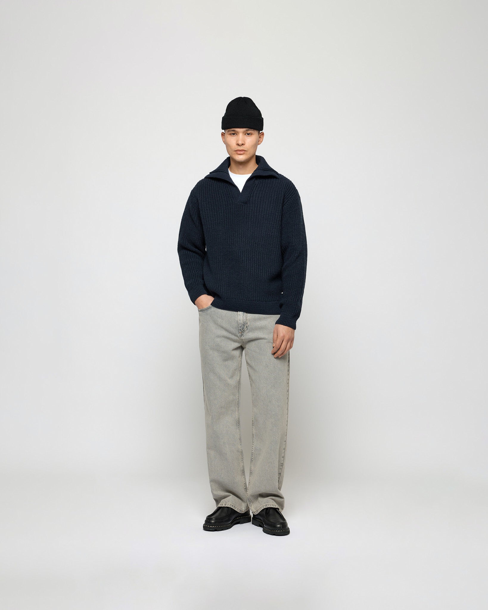 eightyfive-tops-knitted-polo-sweater-herren-navy-wolle image 3