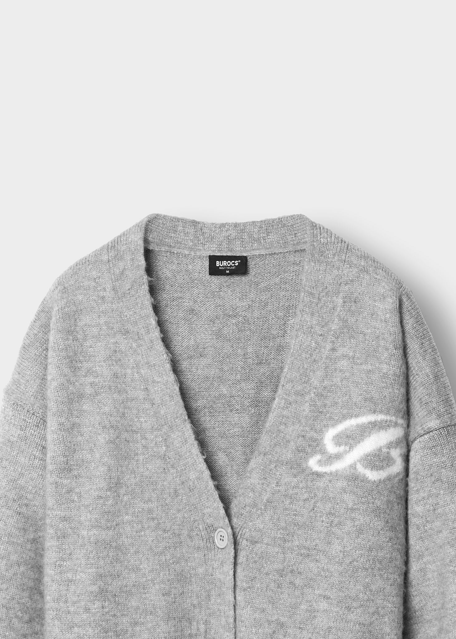 burocs-knitwear-fuzzy-v-neck-jacquard-cardigan-grey image 3