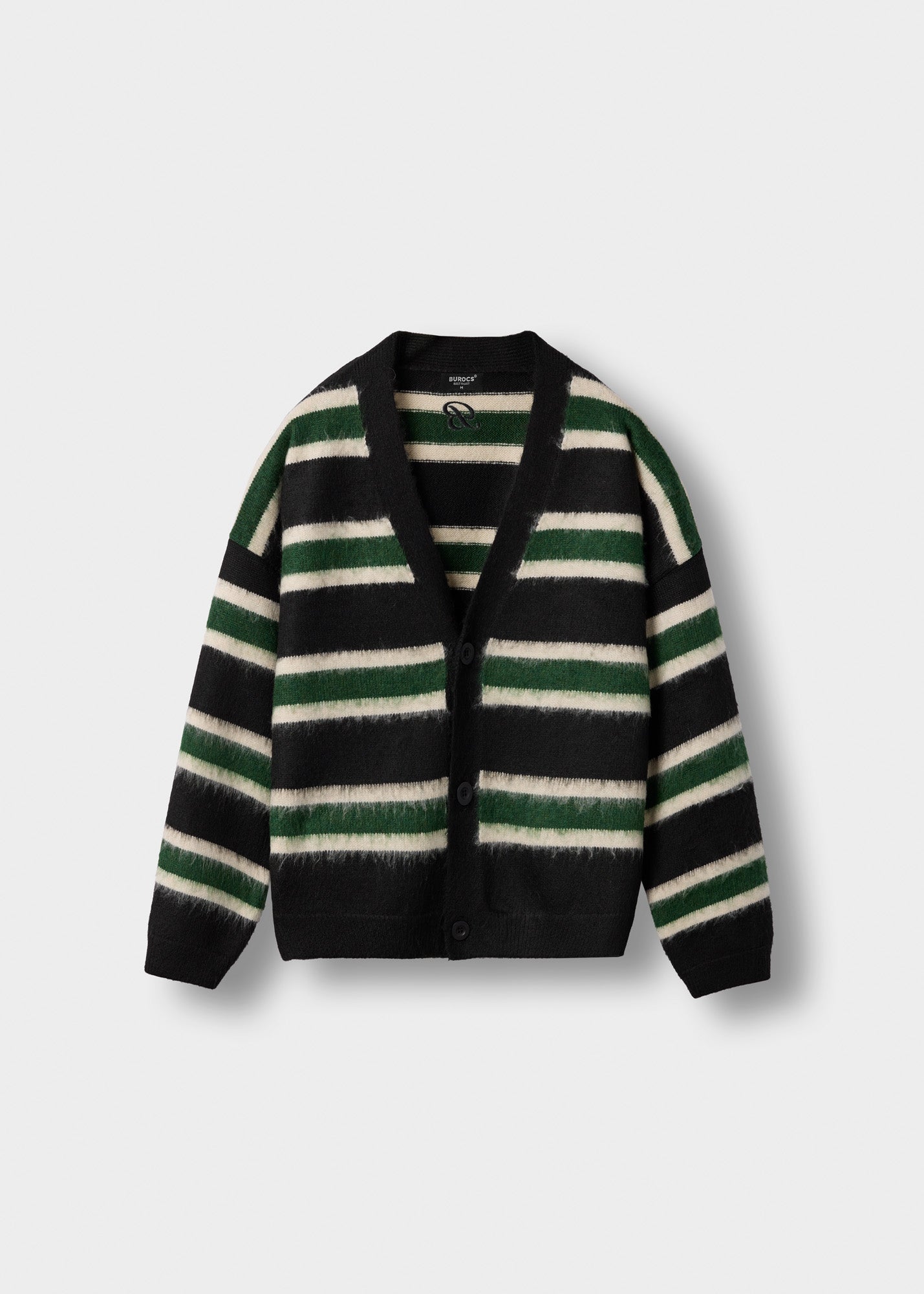 burocs-knitwear-fuzzy-v-neck-cardigan-strickjacke-black image 1