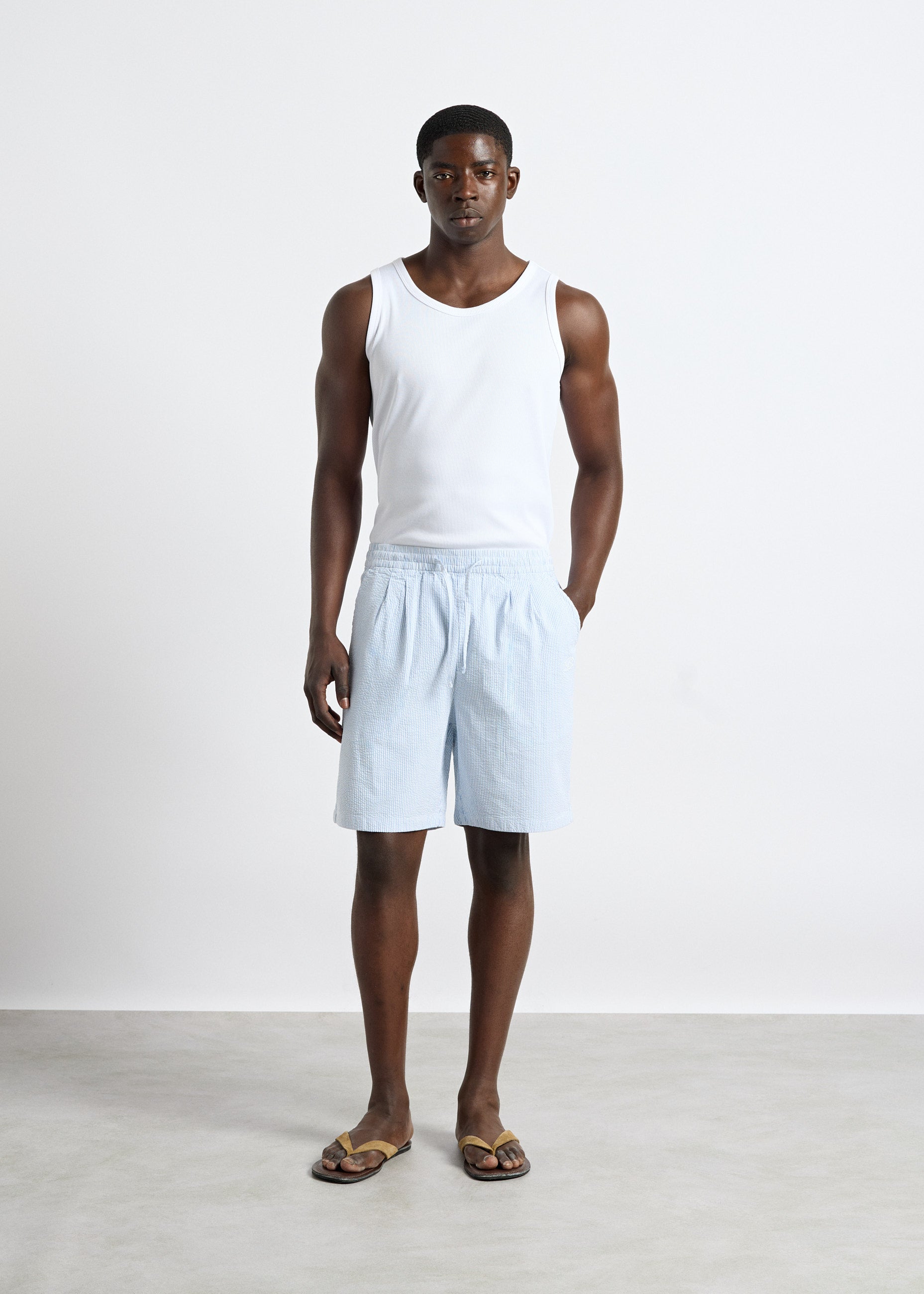 burocs-striped-seersucker-shorts-kurze-hose-blue-baumwolle image 5