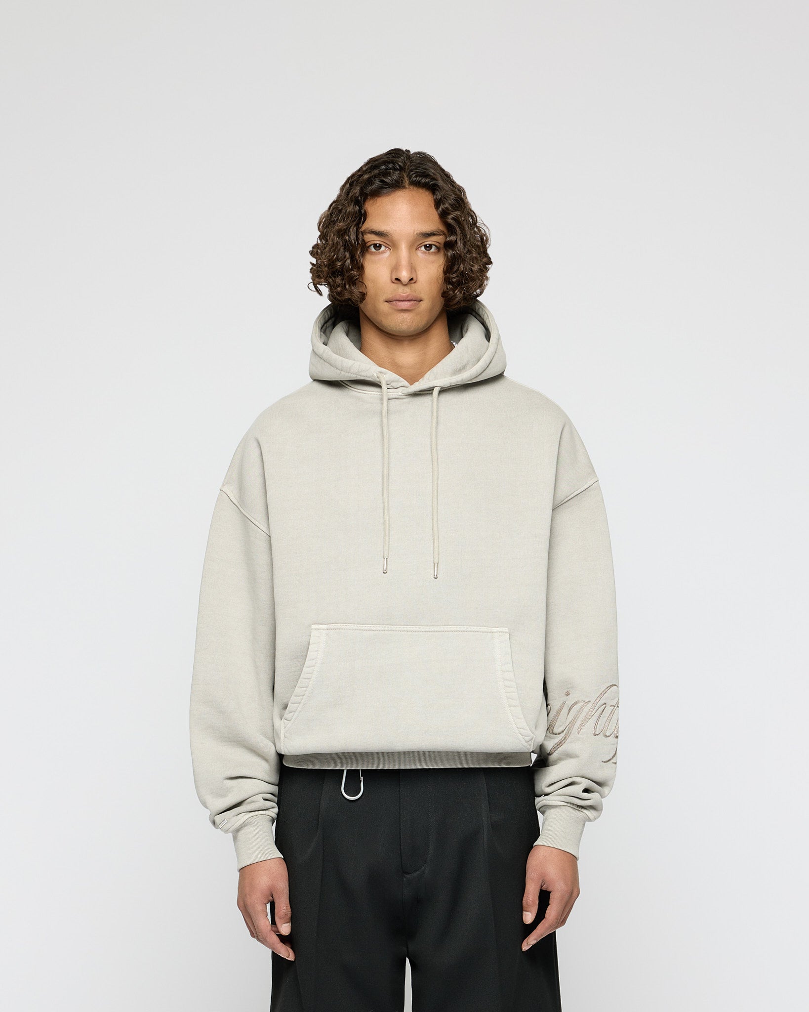 eightyfive-embroidered-handwritten-hoodie-vintage-grey-m image 2