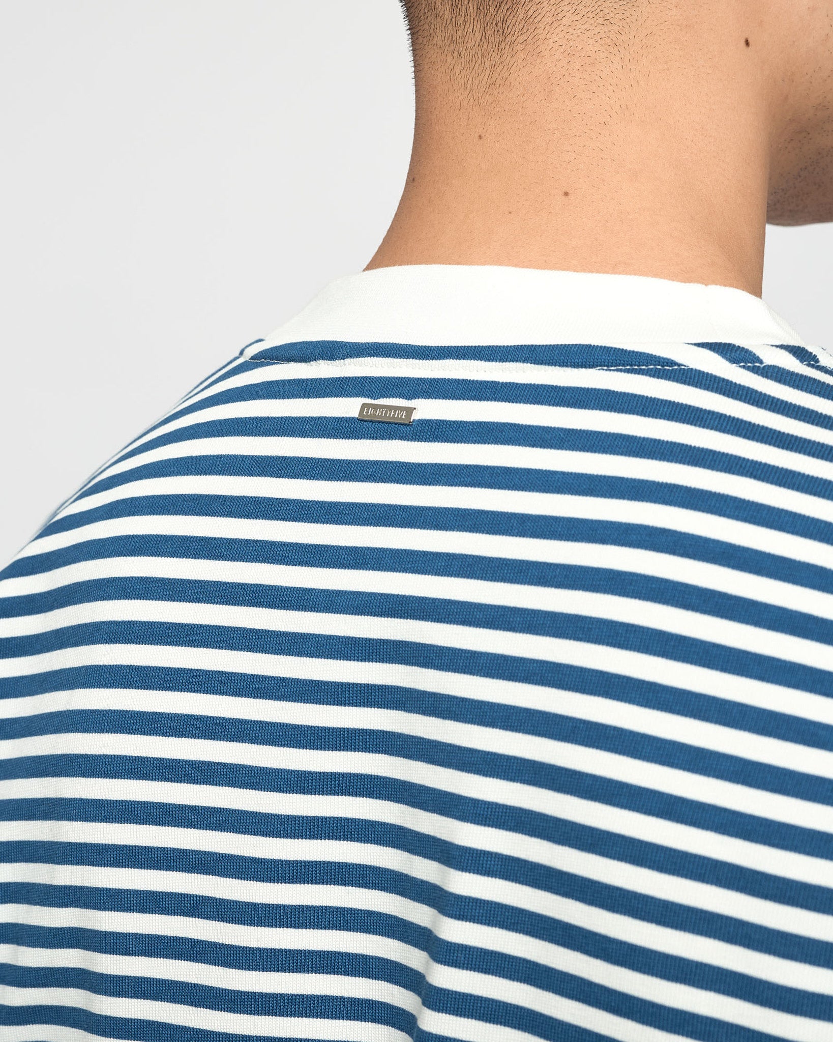 eightyfive-striped-contrast-t-shirt-herren-blue-320gsm image 7