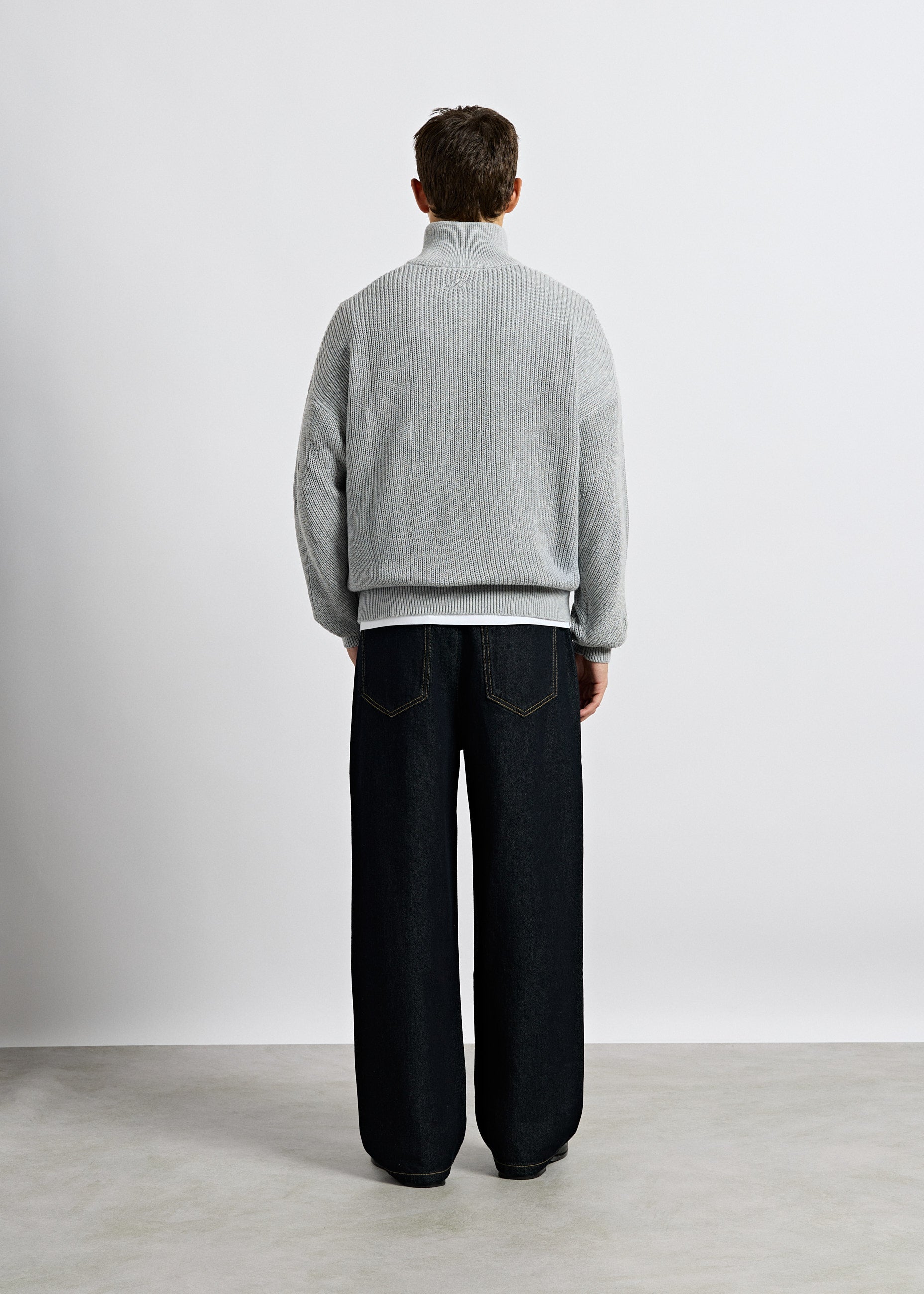 burocs-knitwear-chunky-knit-half-zip-sweater-grey-melange-m image 5