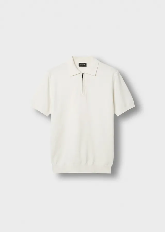 burocs-t-shirts-quarter-zip-polo-shirt-off-white-slim-fit image 1