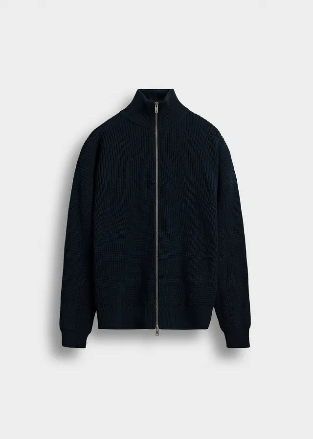 burocs-jackets-chunky-knit-zip-jacket-strickjacke-navy image 1