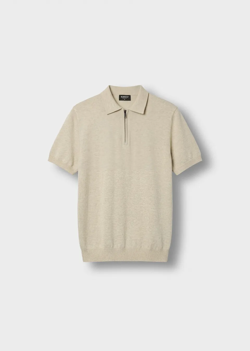 burocs-t-shirts-quarter-zip-polo-shirt-beige-melange-slim image 1