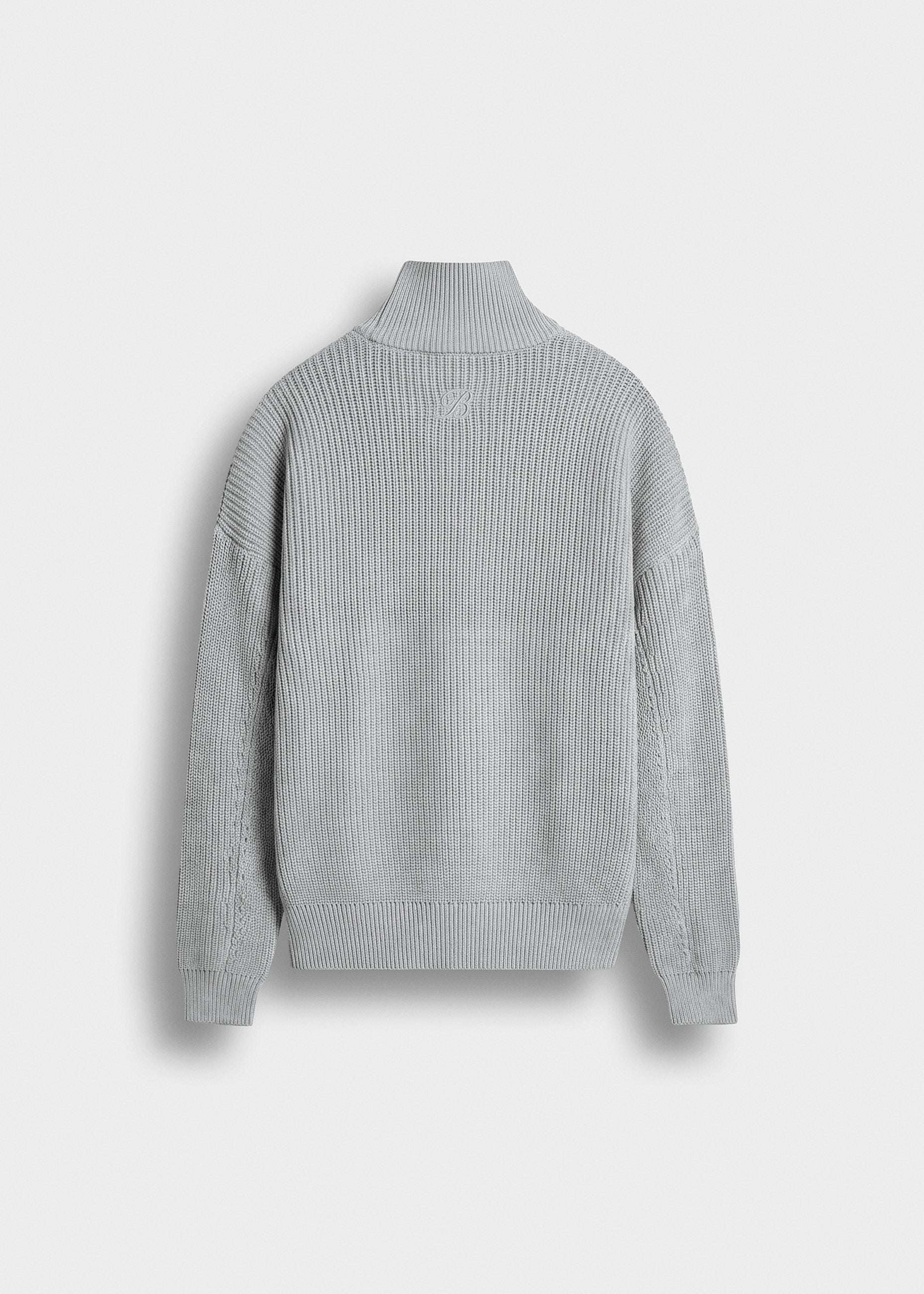 burocs-knitwear-chunky-knit-half-zip-sweater-grey-melange-m image 2