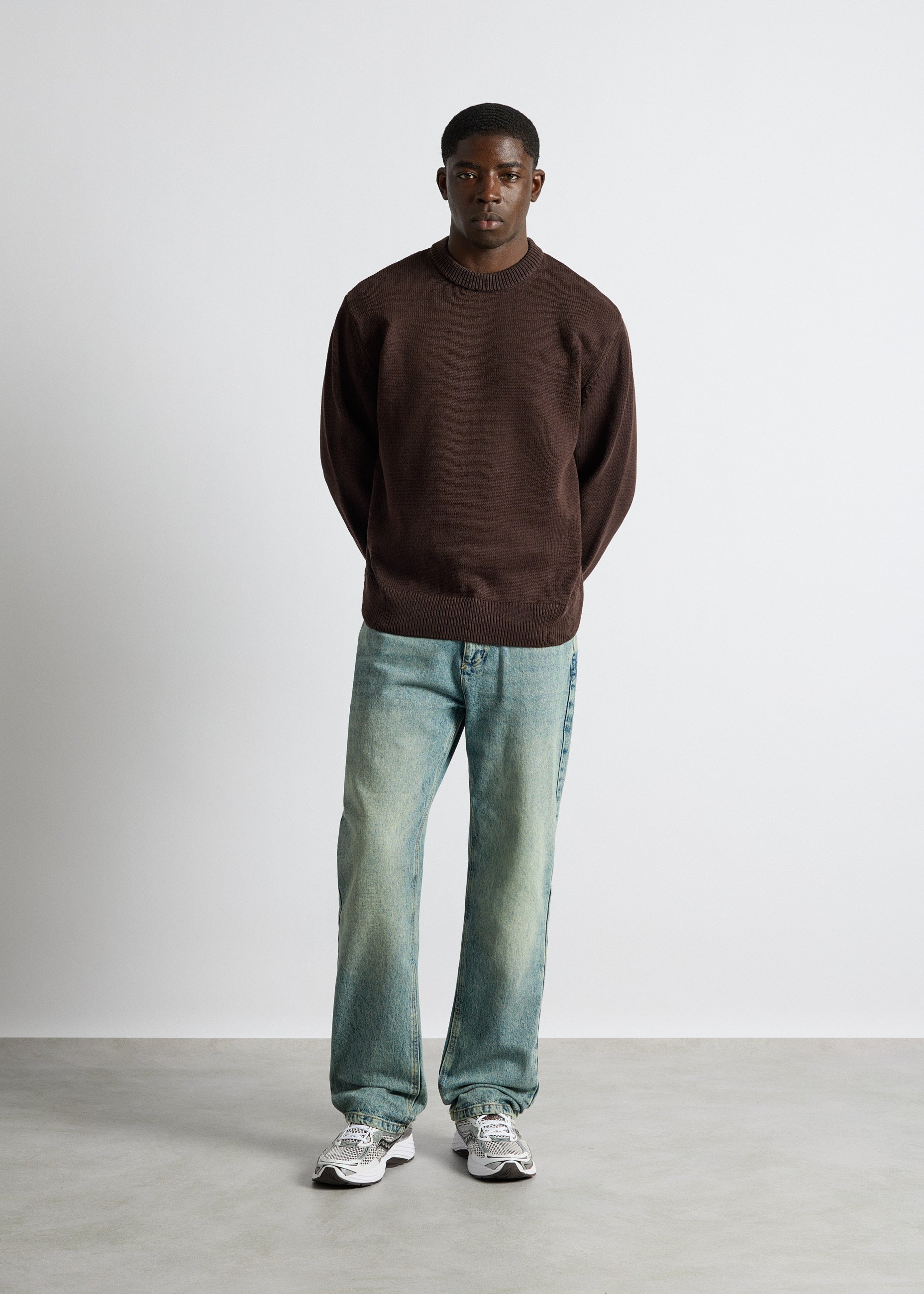 burocs-sweater-cotton-crewneck-sweater-pullover-brown-oversized image 4