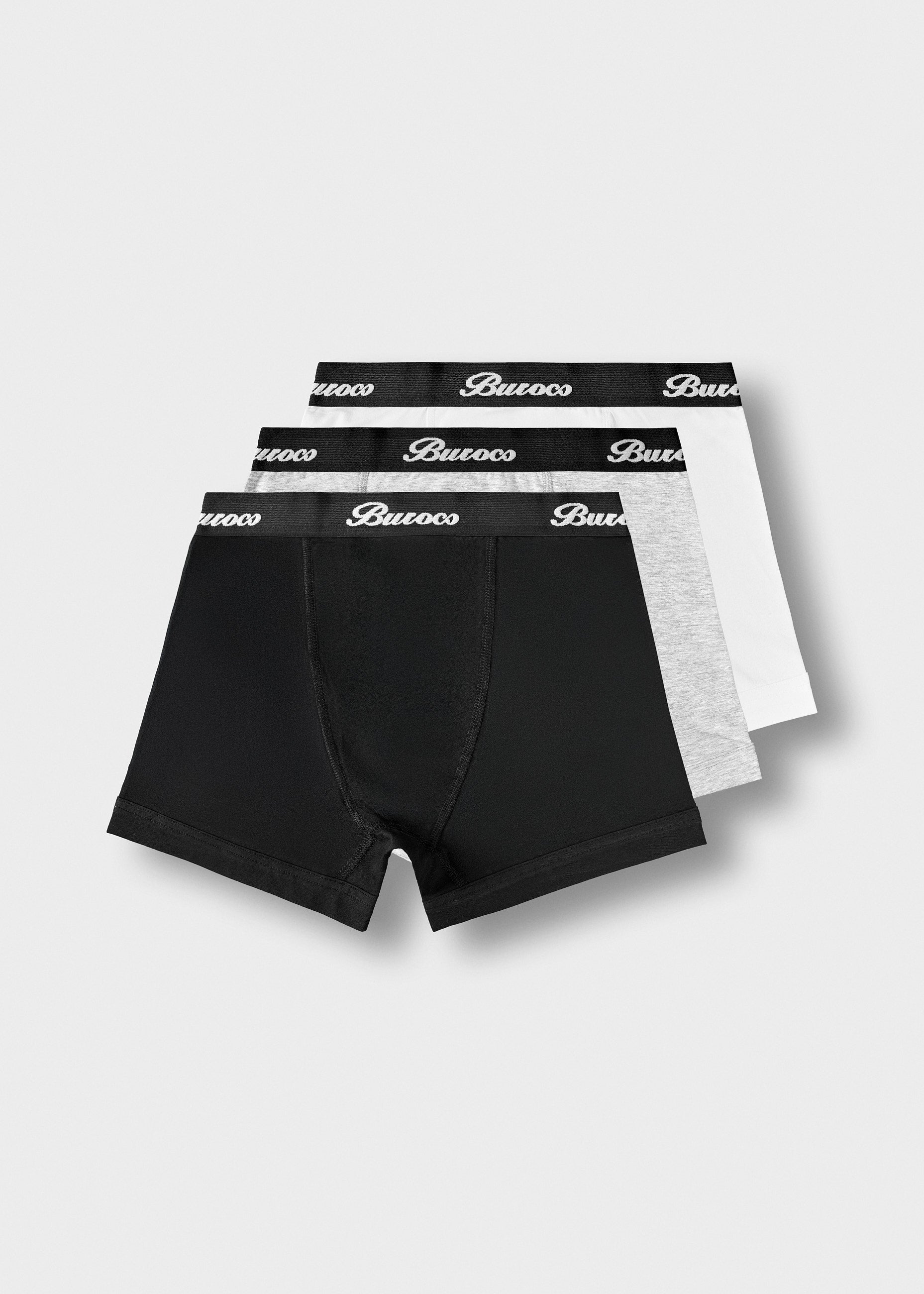 burocs-underwear-logo-trunks-3-pack-white-black-grey image 1