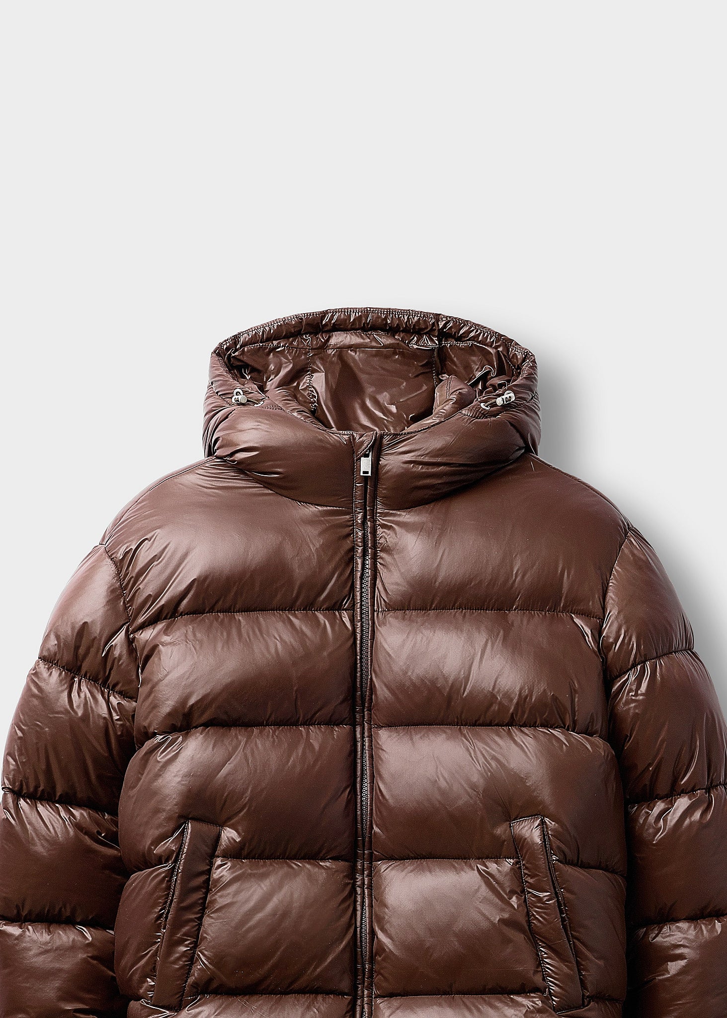 burocs-glossy-puffer-jacket-winterjacke-braun-kapuze image 3