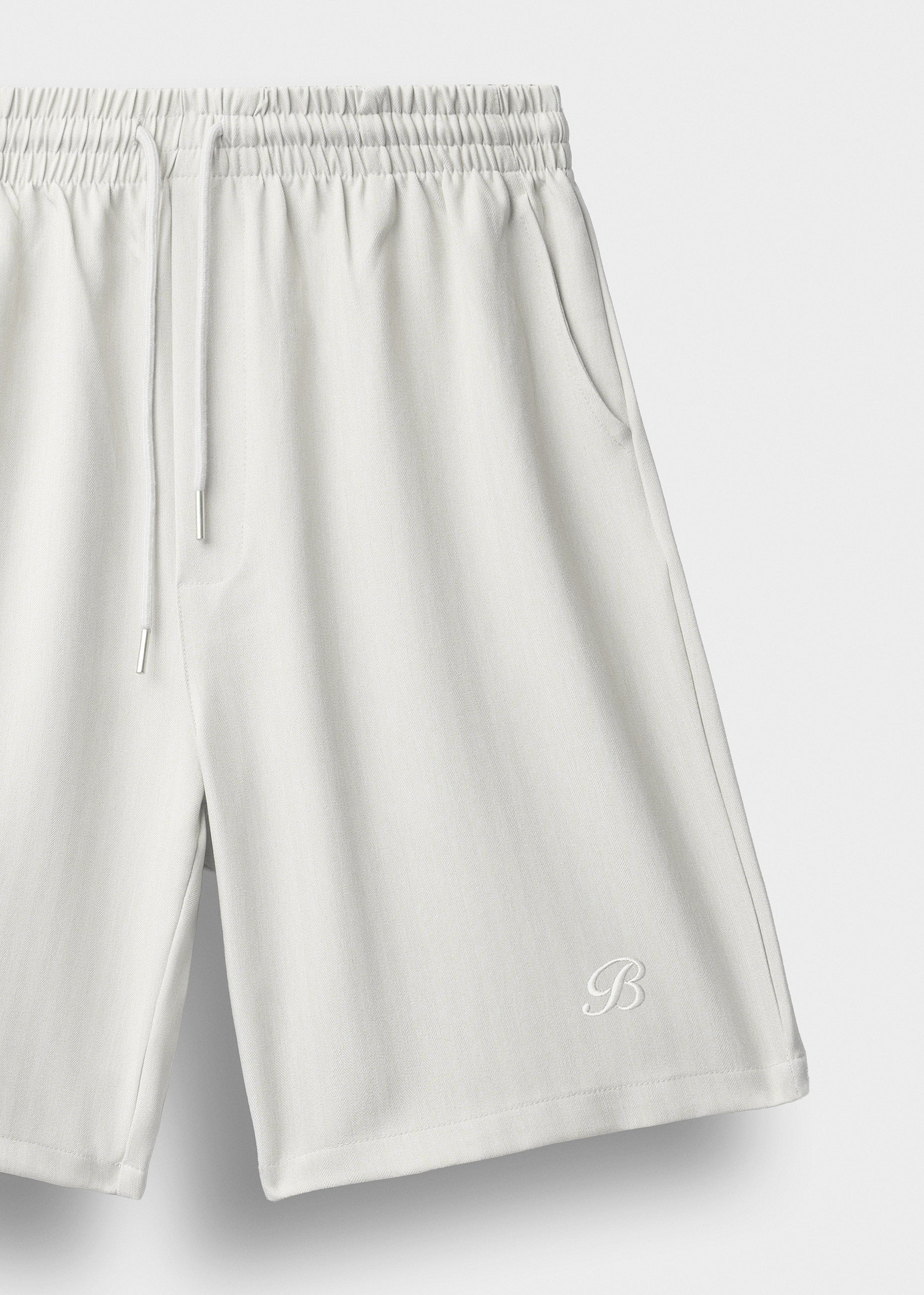 burocs-herringbone-shorts-off-white-regular-fit image 3