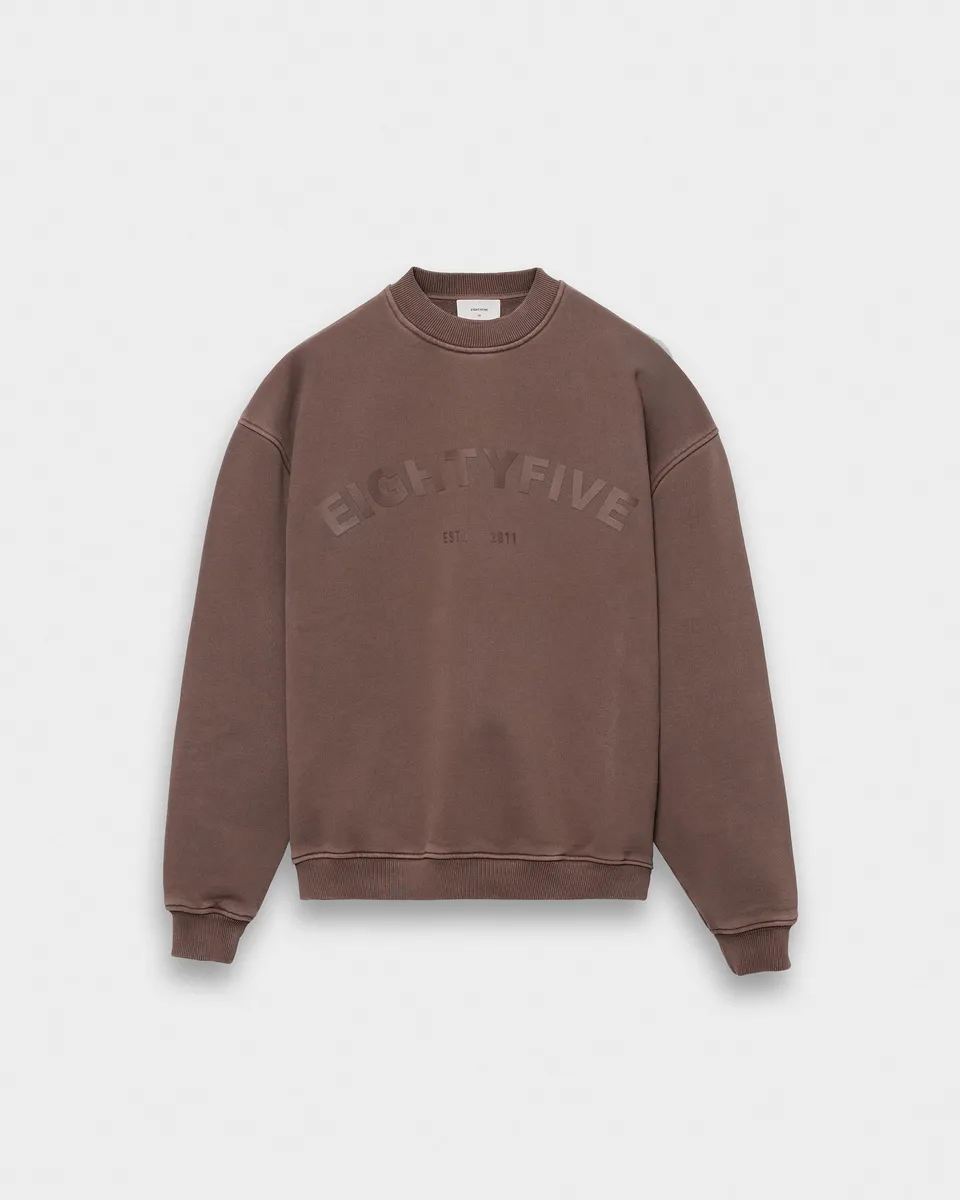 eightyfive-90s-sports-sweater-herren-brown-490gsm-baumwolle image 1