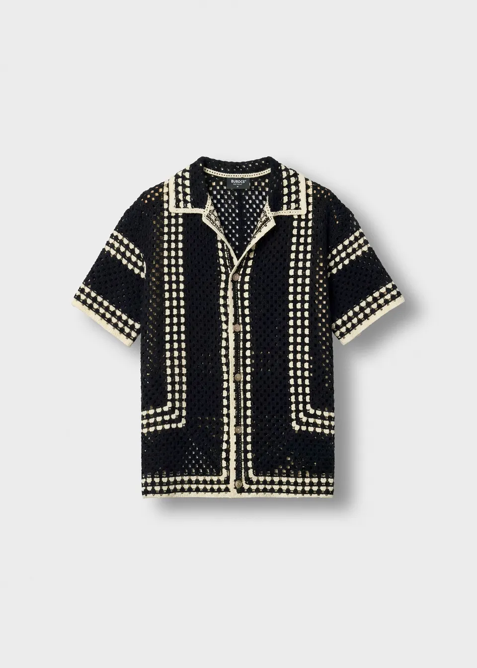 burocs-crochet-bicolor-shirt-herren-shirt-schwarz-oversize image 1