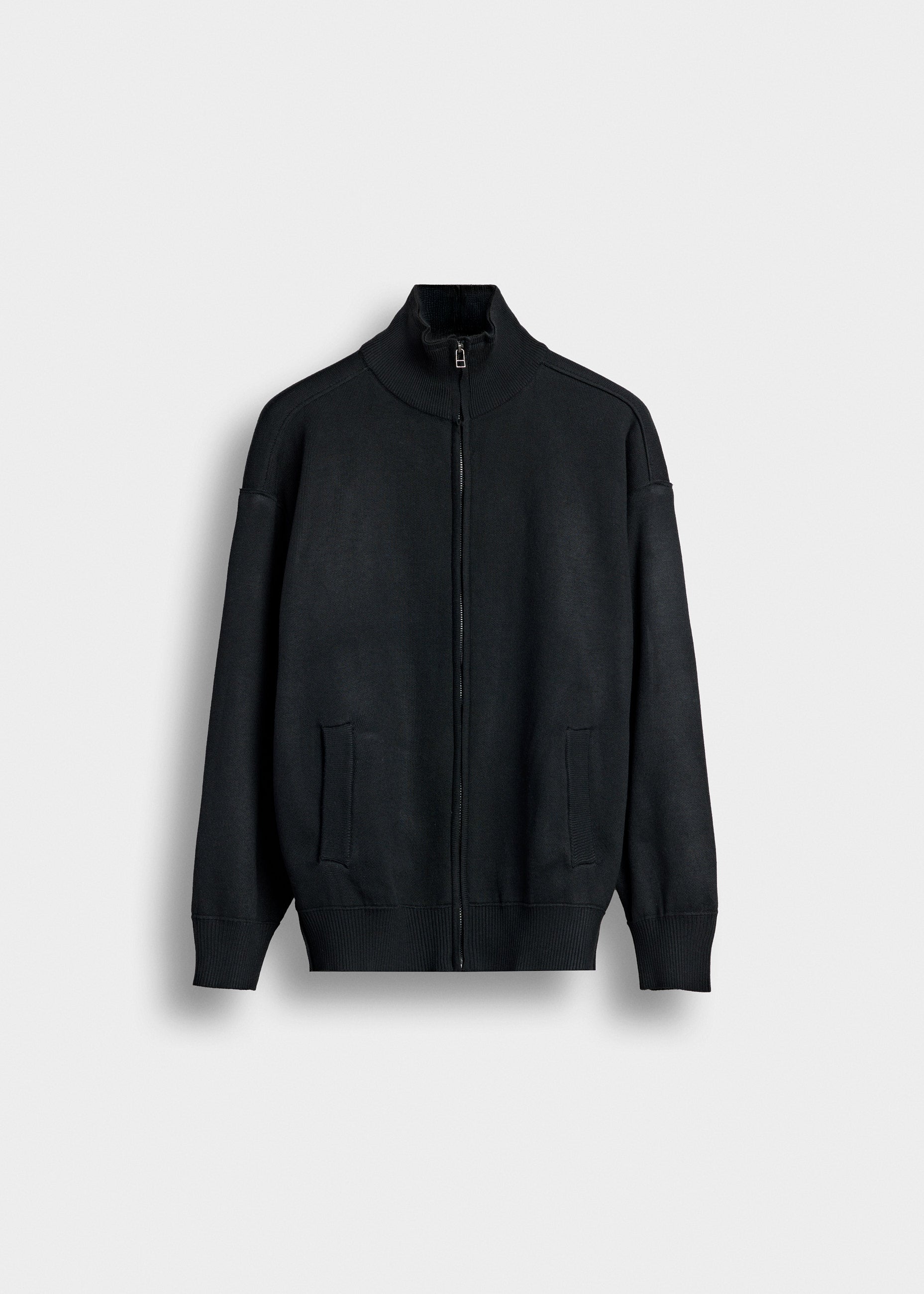 burocs-jackets-knit-zip-jacket-black-relaxed-fit-jacke image 1