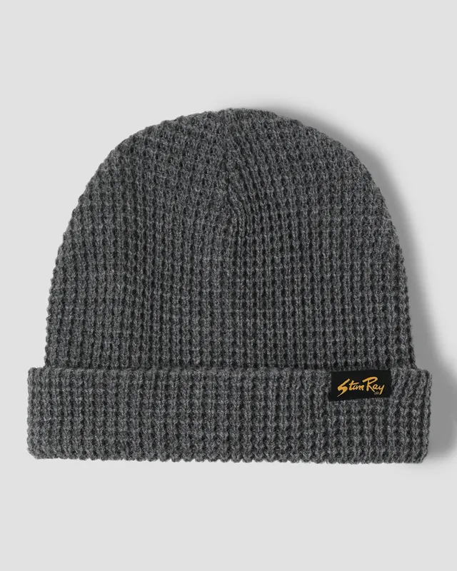 stan-ray-waffle-beanie-strickm-tze-charcoal-patch image 1