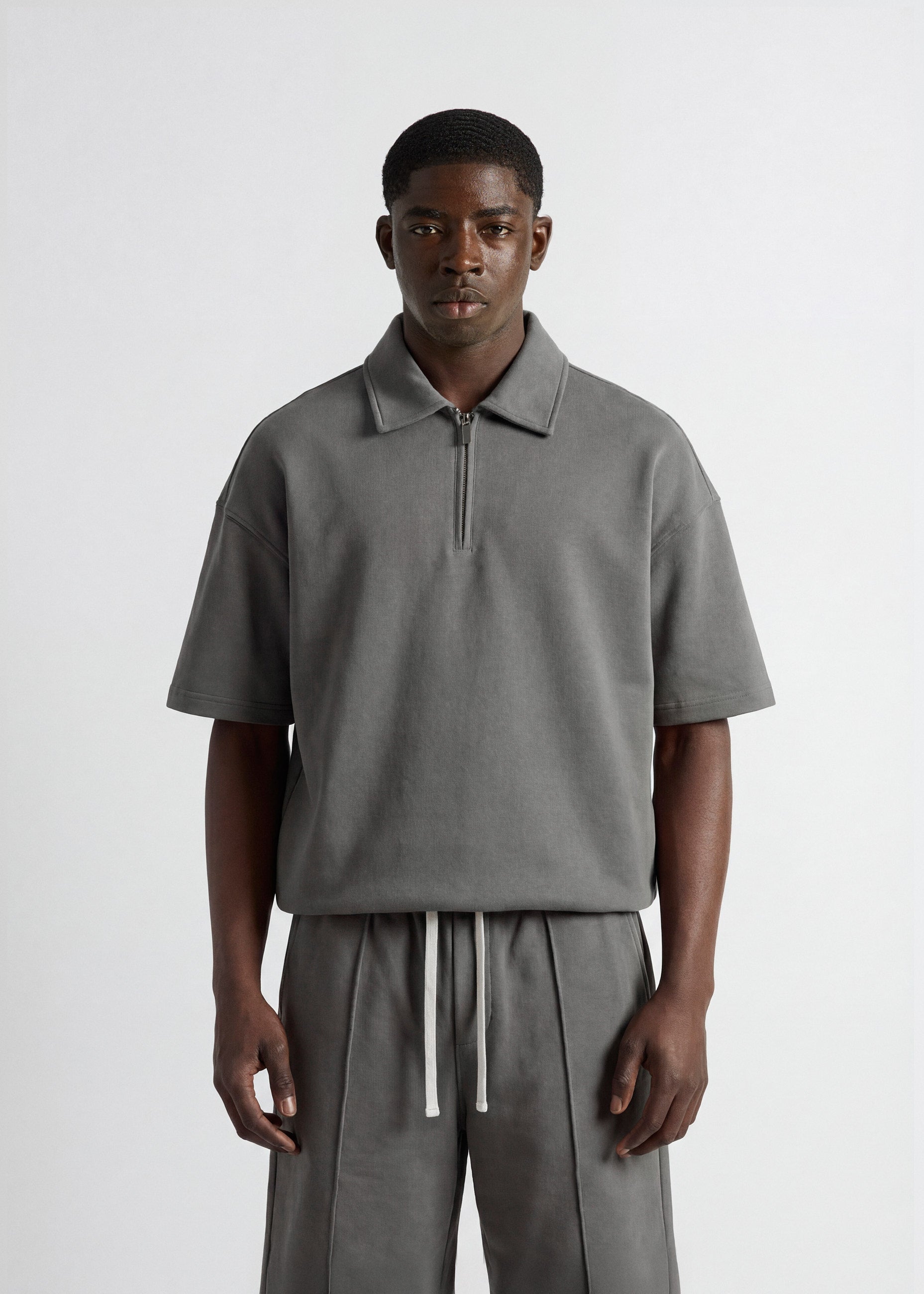 burocs-quarter-zip-t-shirt-poloshirt-grey-oversize image 4
