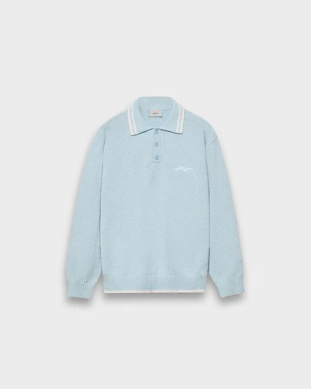 eightyfive-tops-boucle-polo-longsleeve-babyblue-white image 1