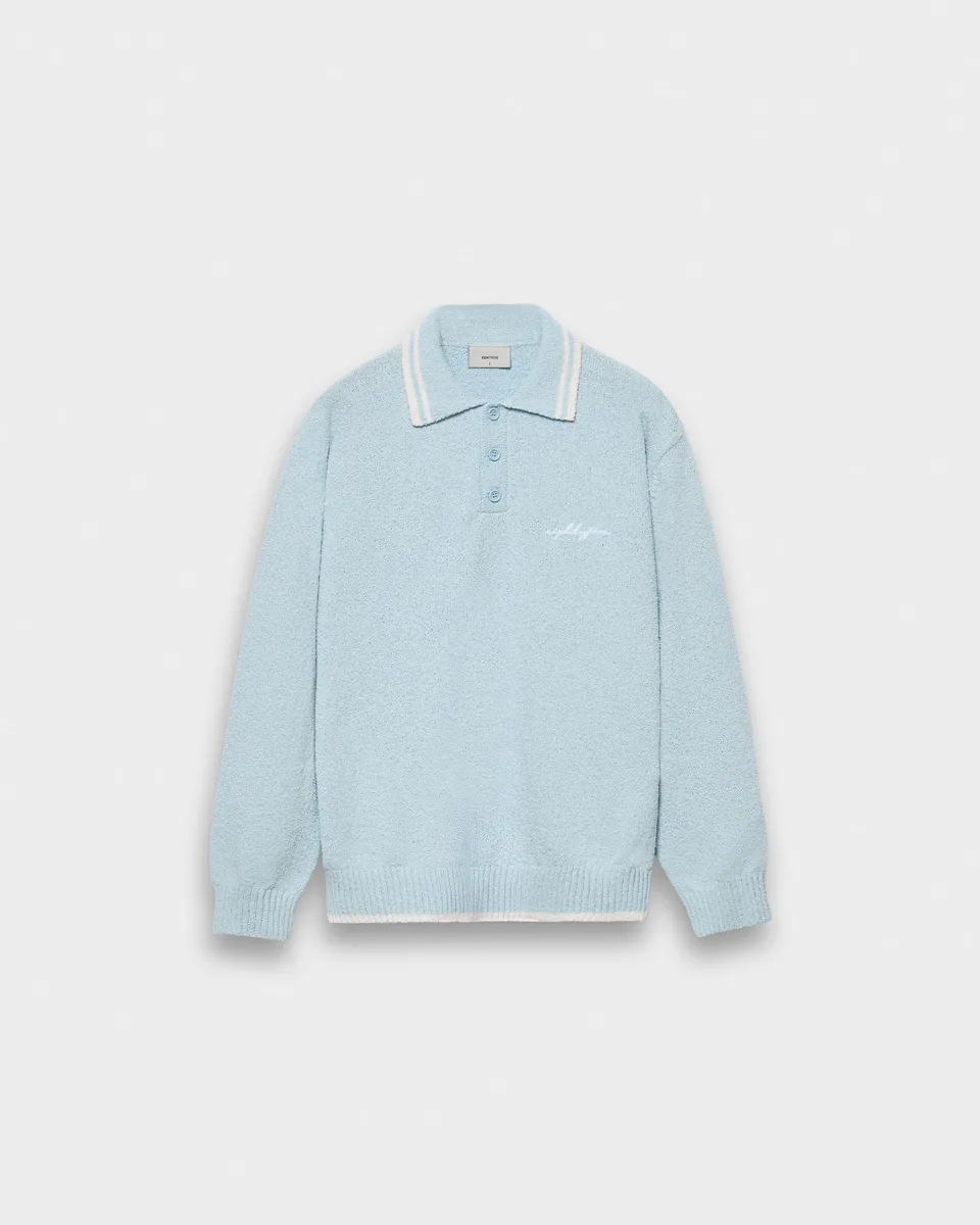 eightyfive-tops-boucle-polo-longsleeve-babyblue-white image 1
