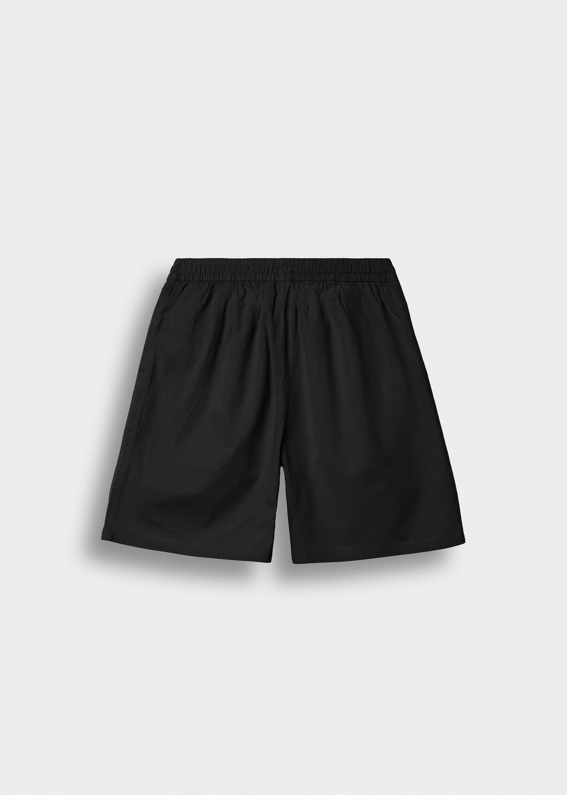 burocs-solid-seersucker-shorts-black-regular-fit image 2