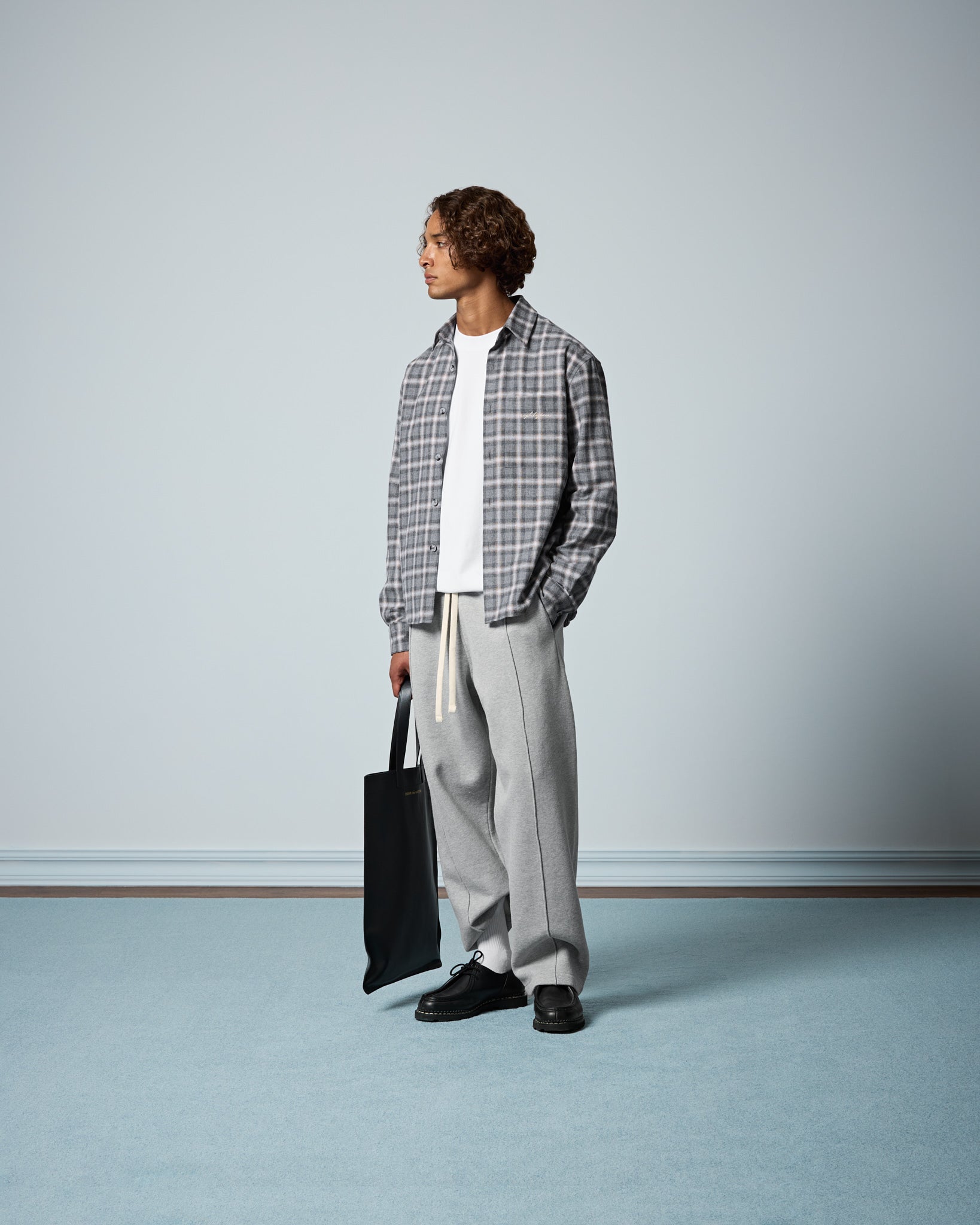 eightyfive-checked-shirt-flanellhemd-grey-melange-knopf image 5