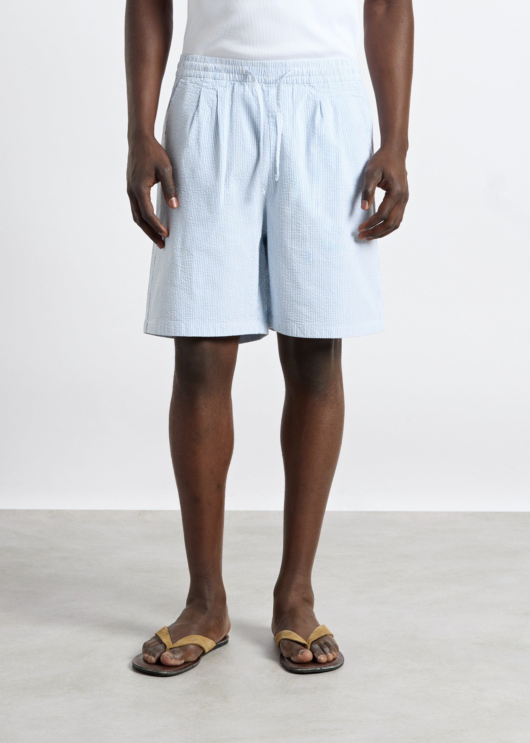 burocs-striped-seersucker-shorts-kurze-hose-blue-baumwolle image 4