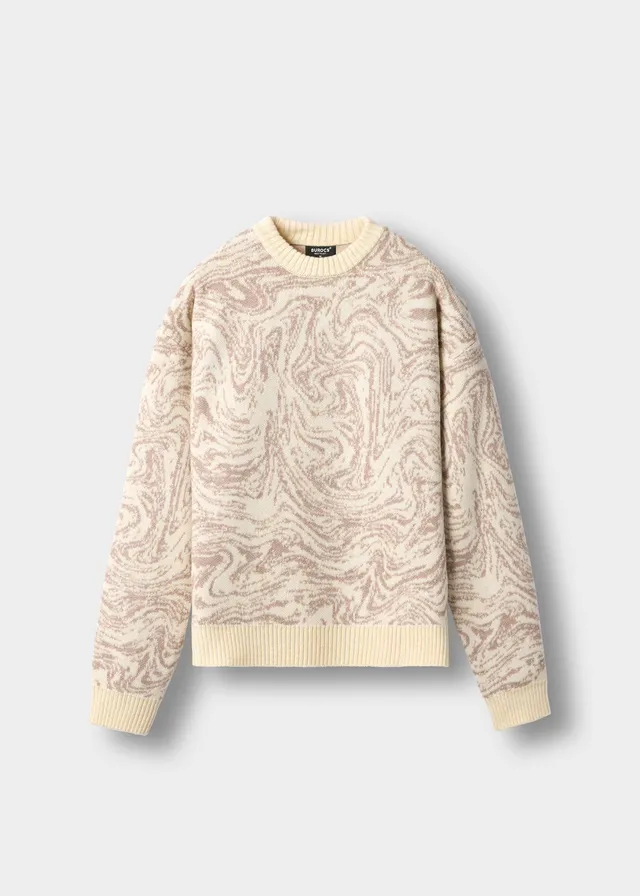 burocs-swirl-crewneck-sweater-herren-creme-jacquard-strick image 1