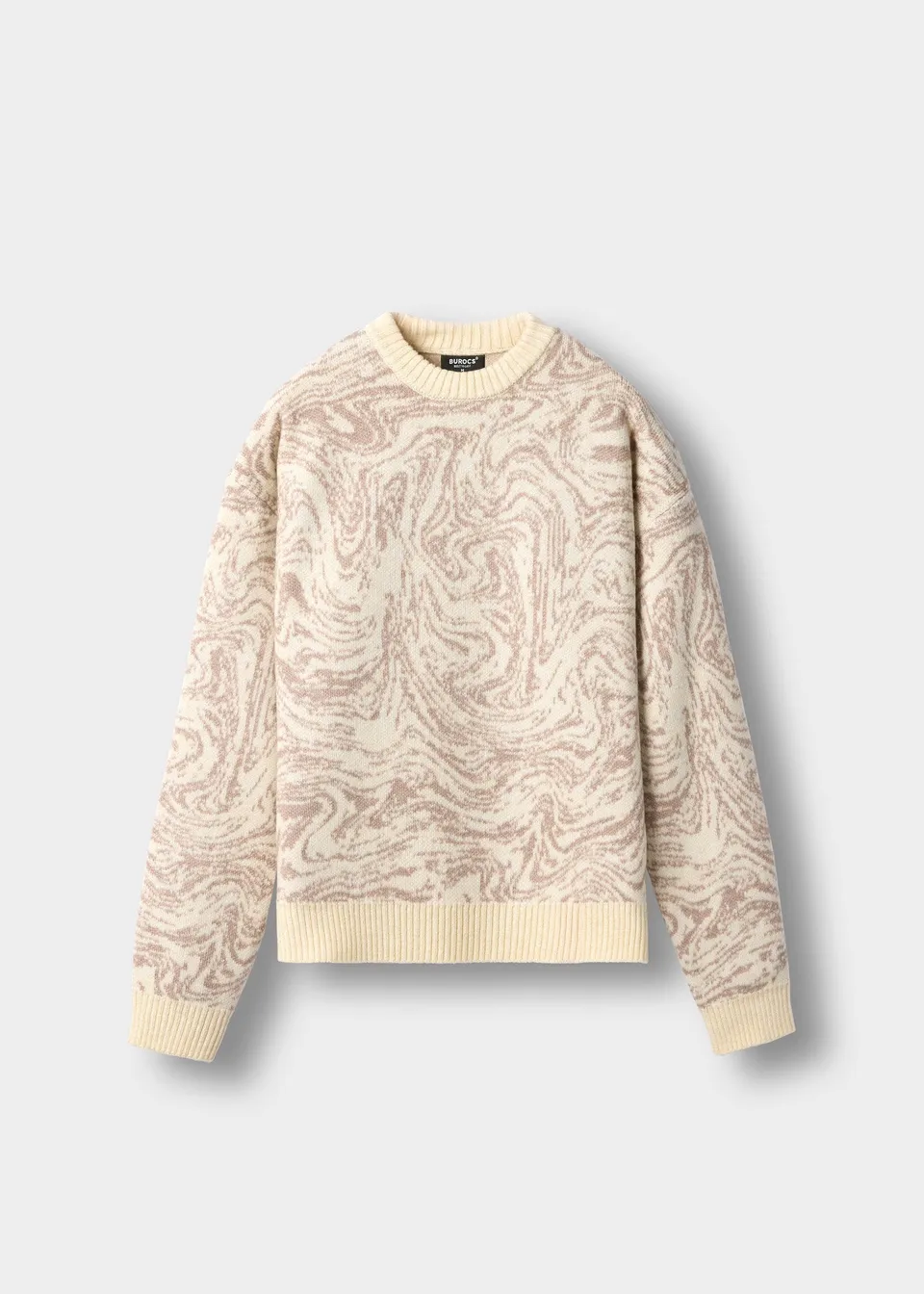 burocs-swirl-crewneck-sweater-herren-creme-jacquard-strick image 1